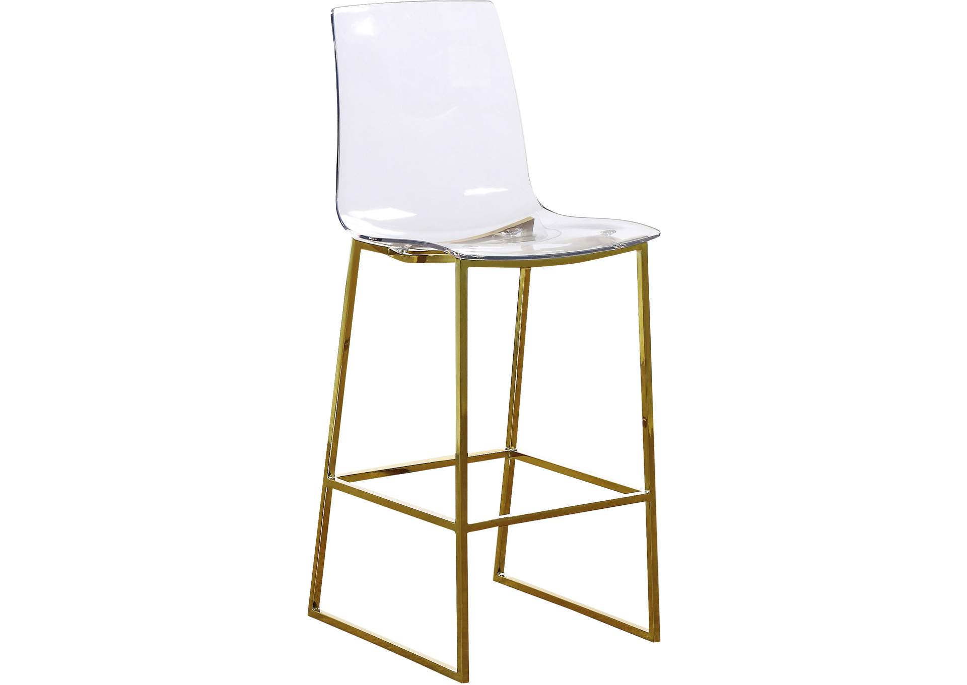 Lumen Gold Metal - Lucite Polycarbonate Stool,Meridian Furniture