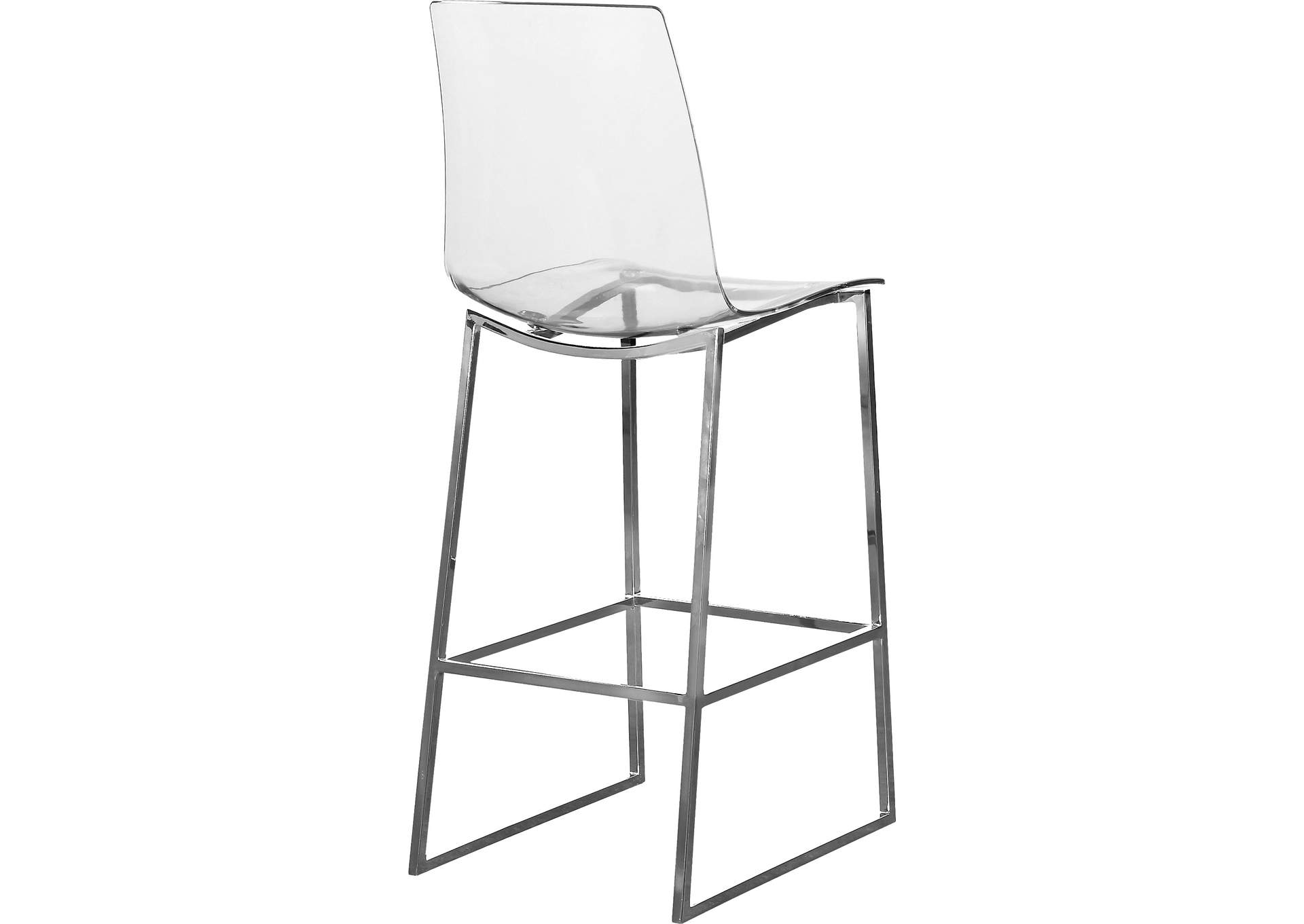 Lumen Chrome Metal - Lucite Polycarbonate Stool,Meridian Furniture