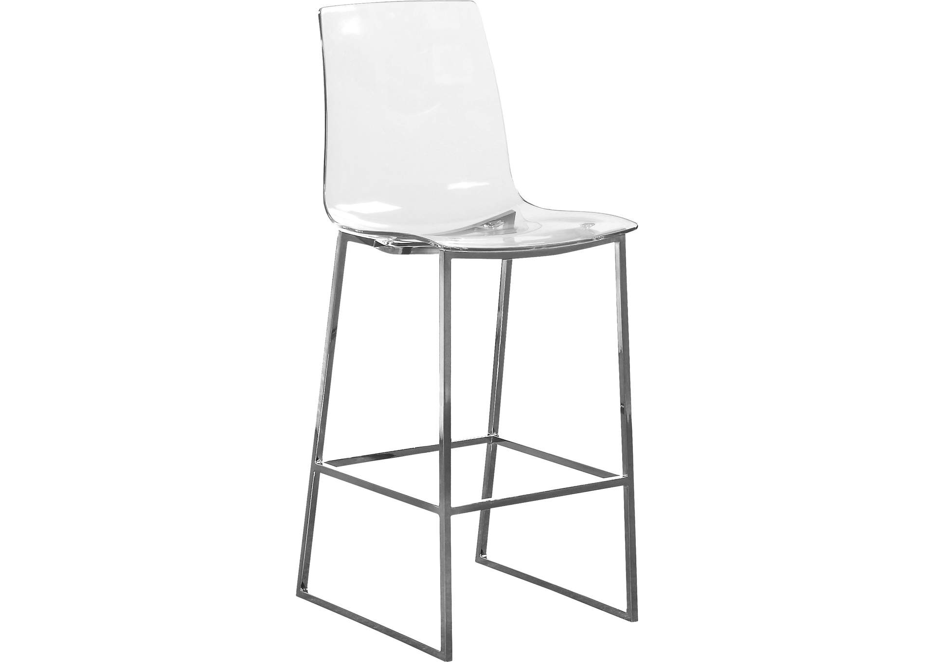 Lumen Chrome Metal - Lucite Polycarbonate Stool,Meridian Furniture