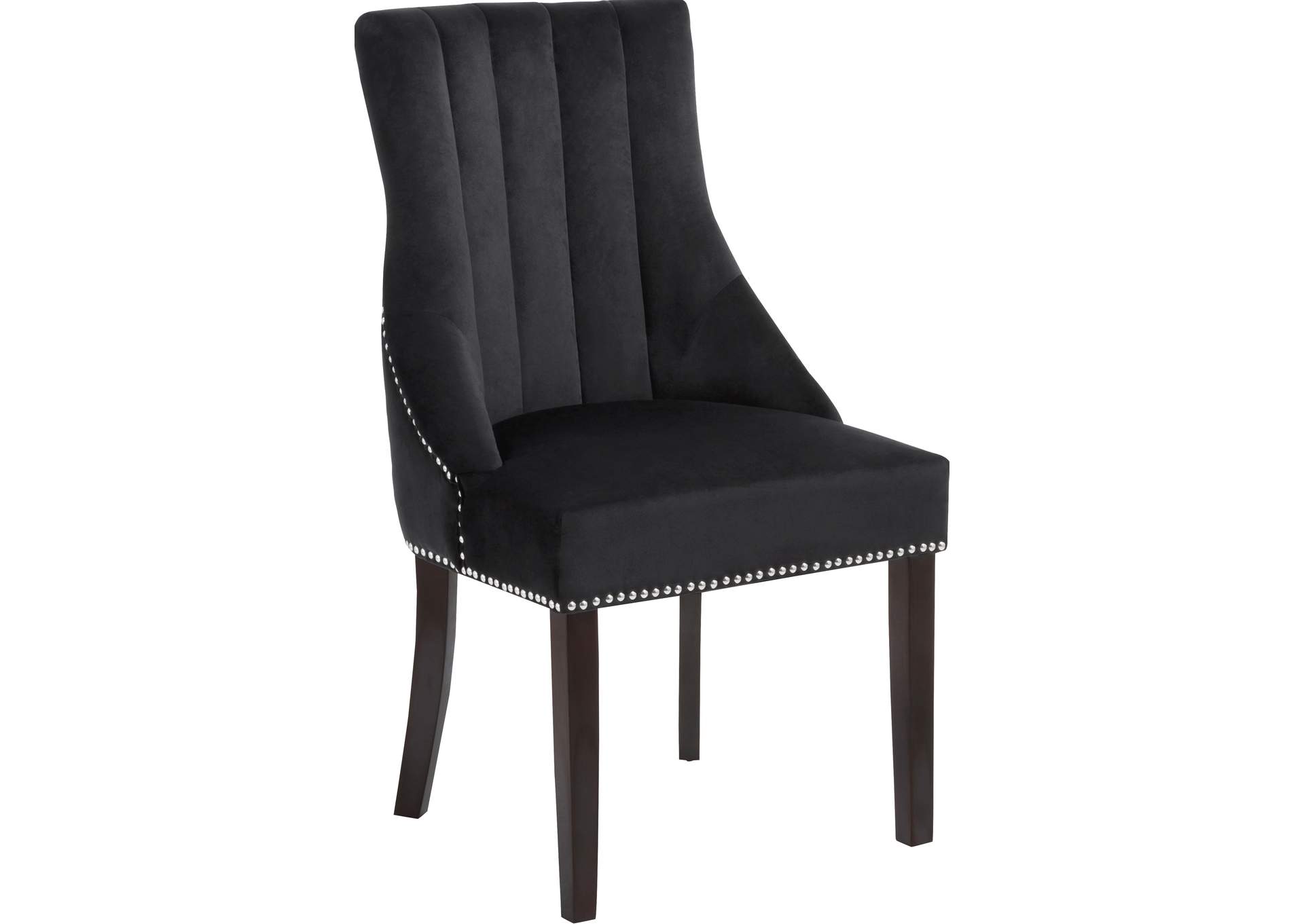 Oxford Black Velvet Dining Chair Set of 2,Meridian Furniture