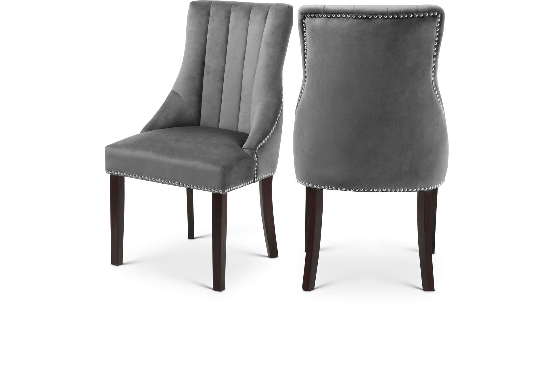 Oxford Grey Velvet Dining Chair Set of 2,Meridian Furniture