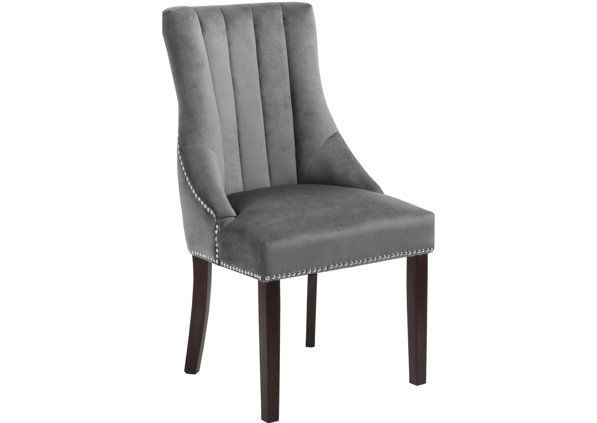 Oxford Grey Velvet Dining Chair Set of 2,Meridian Furniture