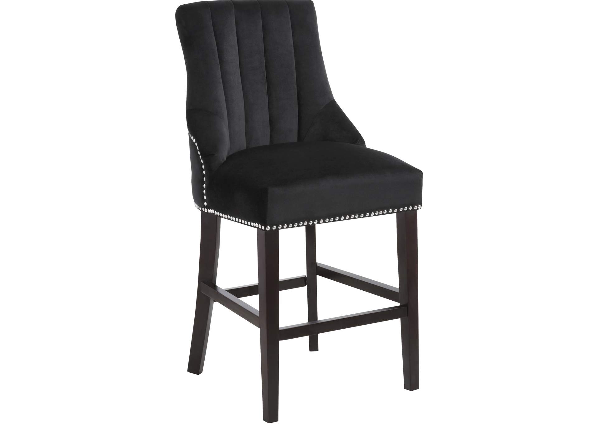 Oxford Black Velvet Stool Set of 2,Meridian Furniture