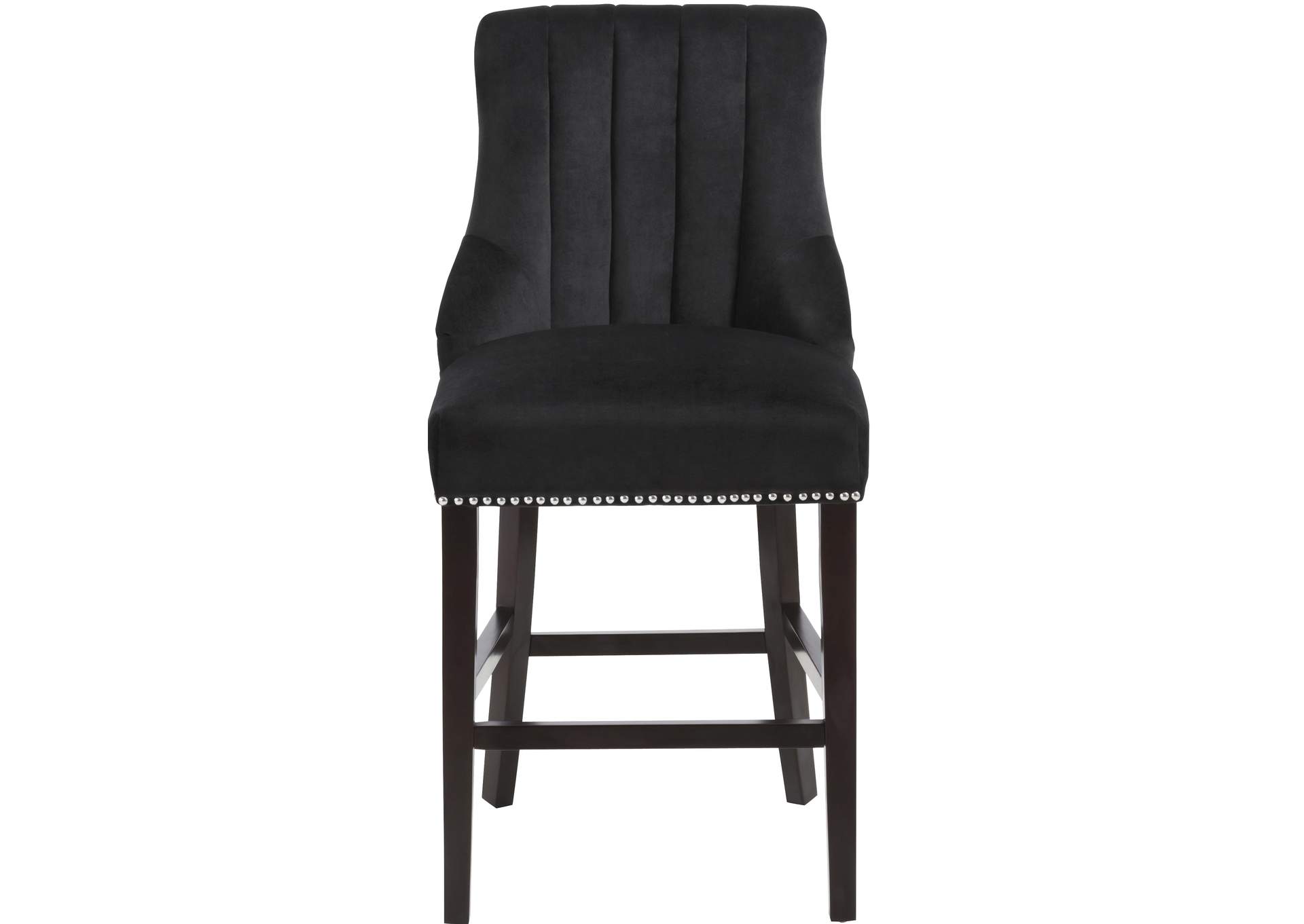 Oxford Black Velvet Stool Set of 2,Meridian Furniture