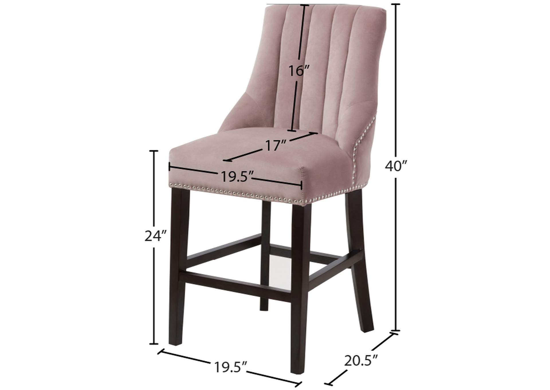 Oxford Pink Velvet Stool Set of 2,Meridian Furniture