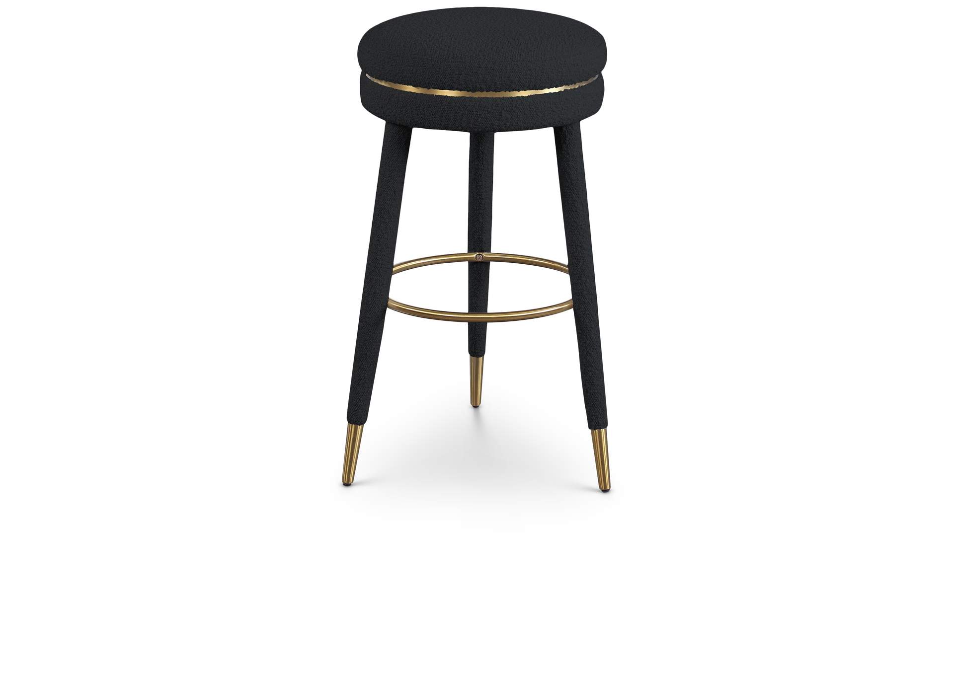 Coral Black Boucle Fabric Bar Stool,Meridian Furniture