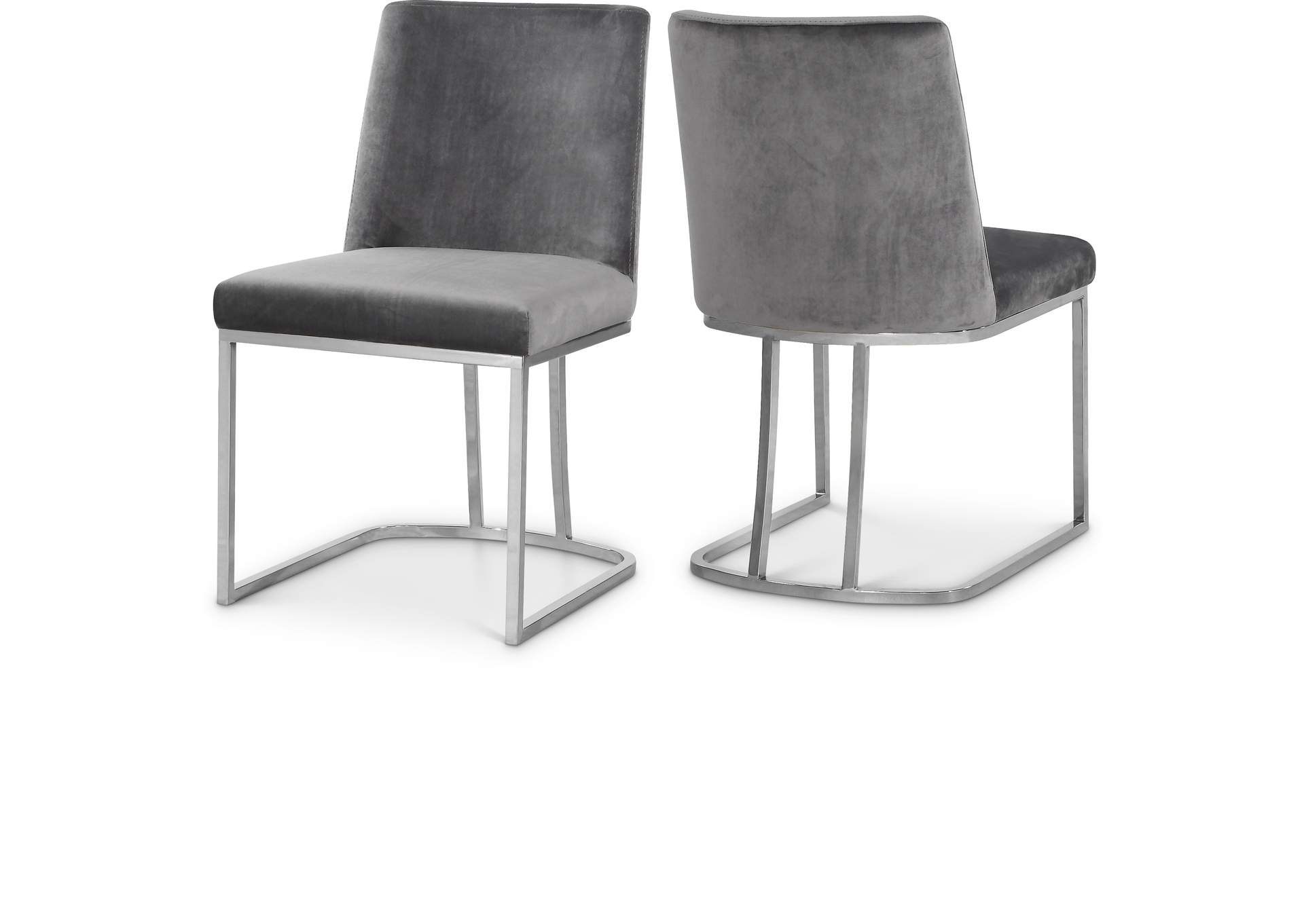 Heidi Grey Velvet Dining Chair Set of 2,Meridian Furniture