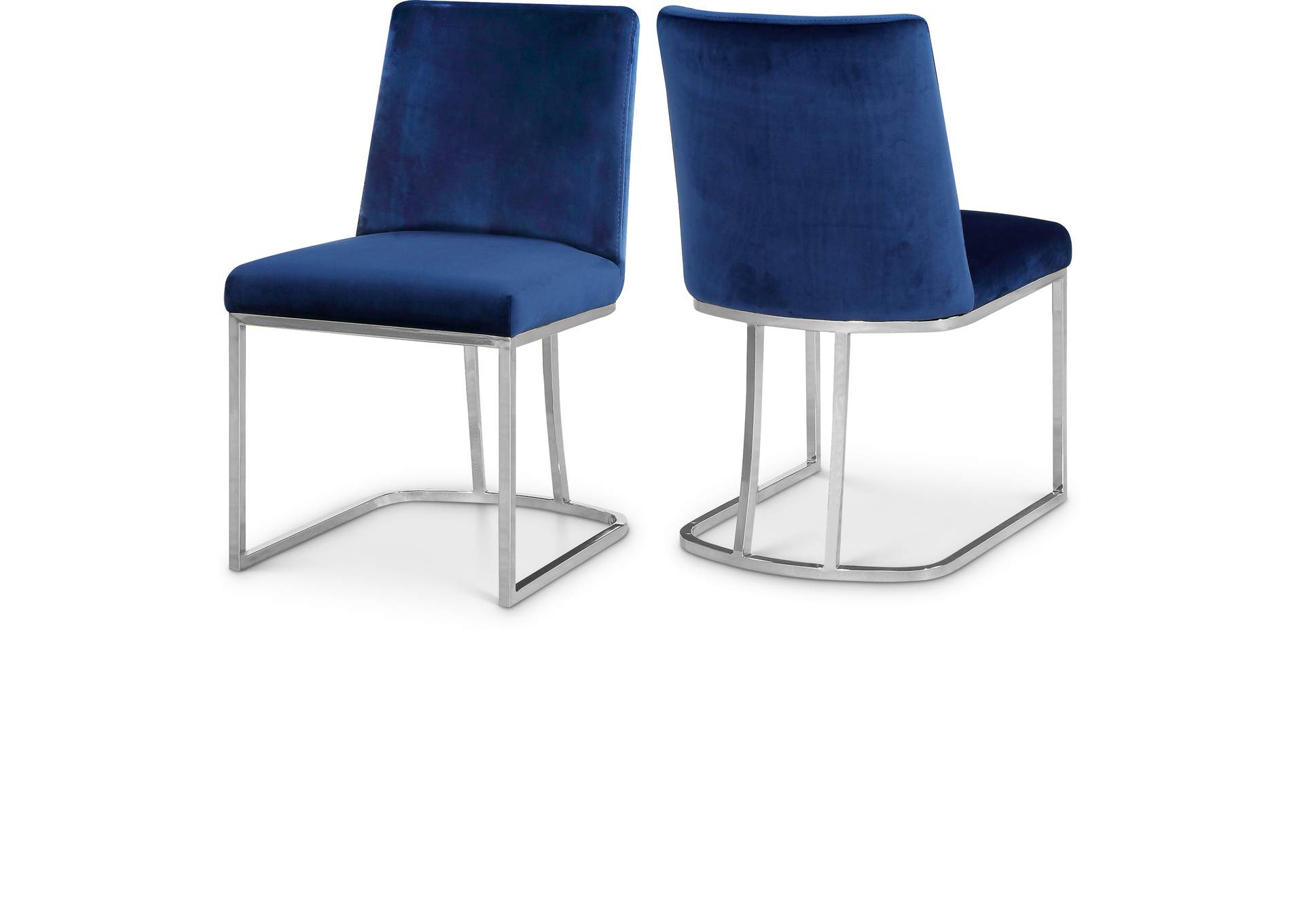 Heidi Navy Velvet Dining Chair Set of 2,Meridian Furniture