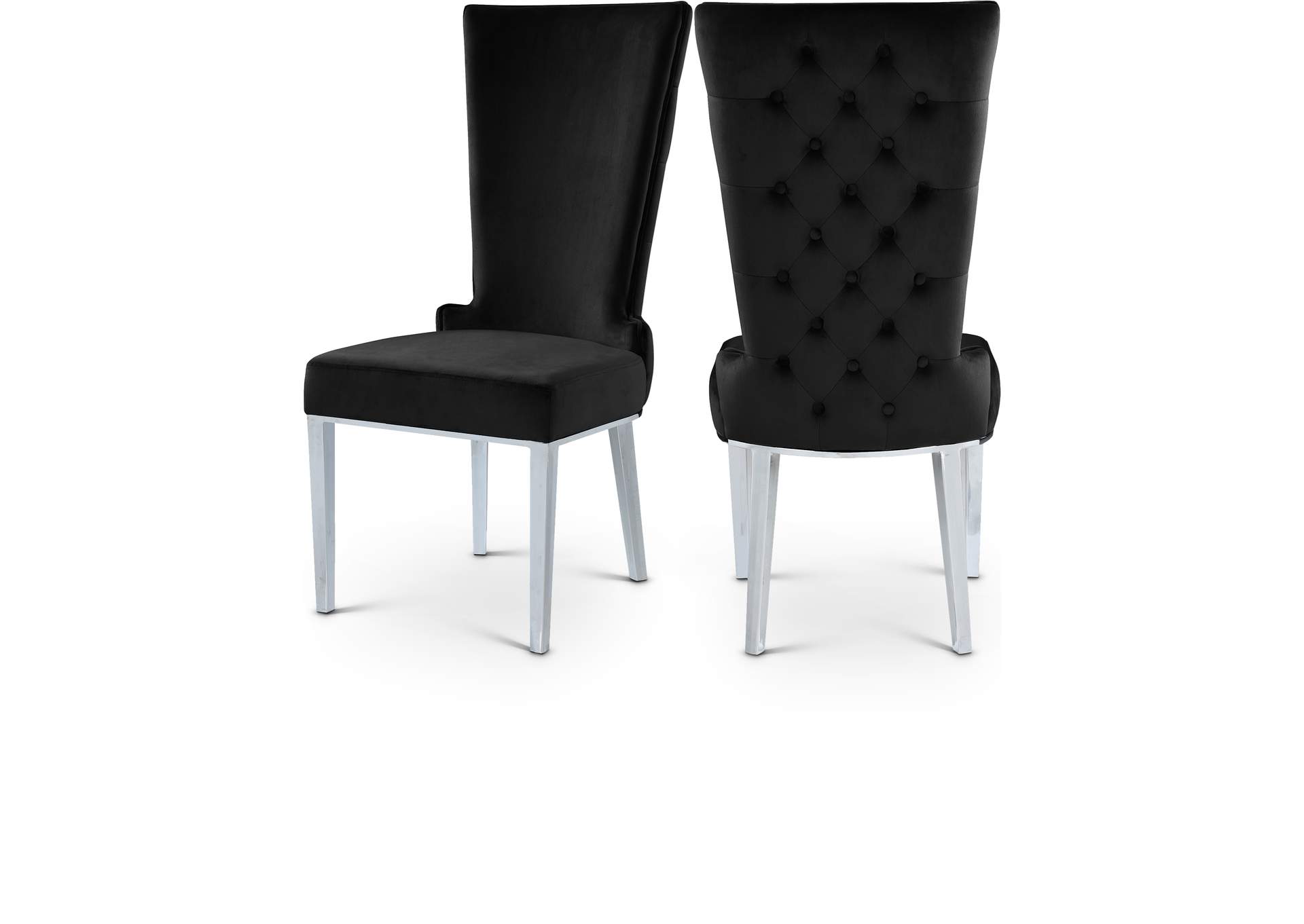 Serafina Black Velvet Dining Chair Set of 2,Meridian Furniture