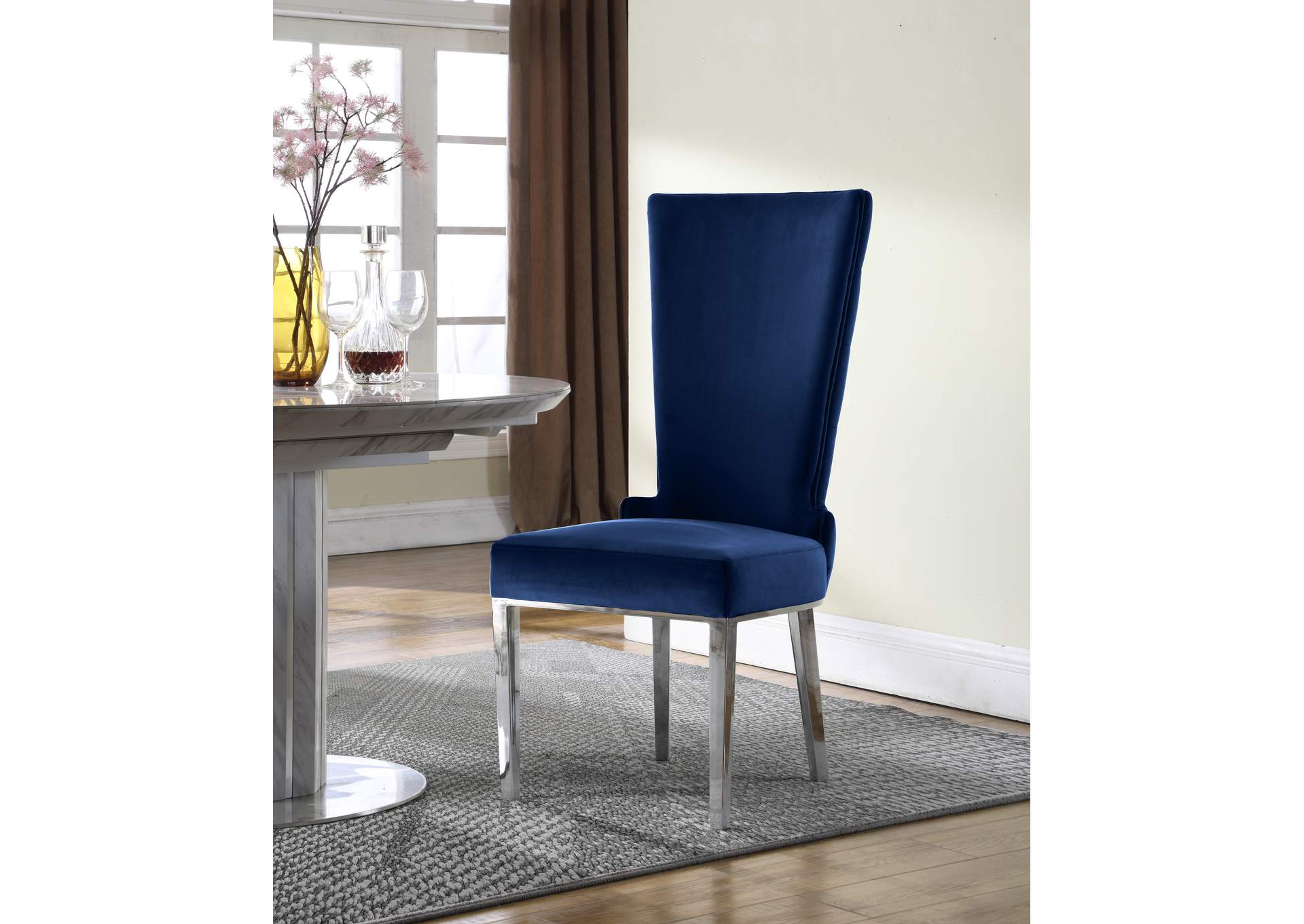 Serafina Navy Velvet Dining Chair Set of 2,Meridian Furniture