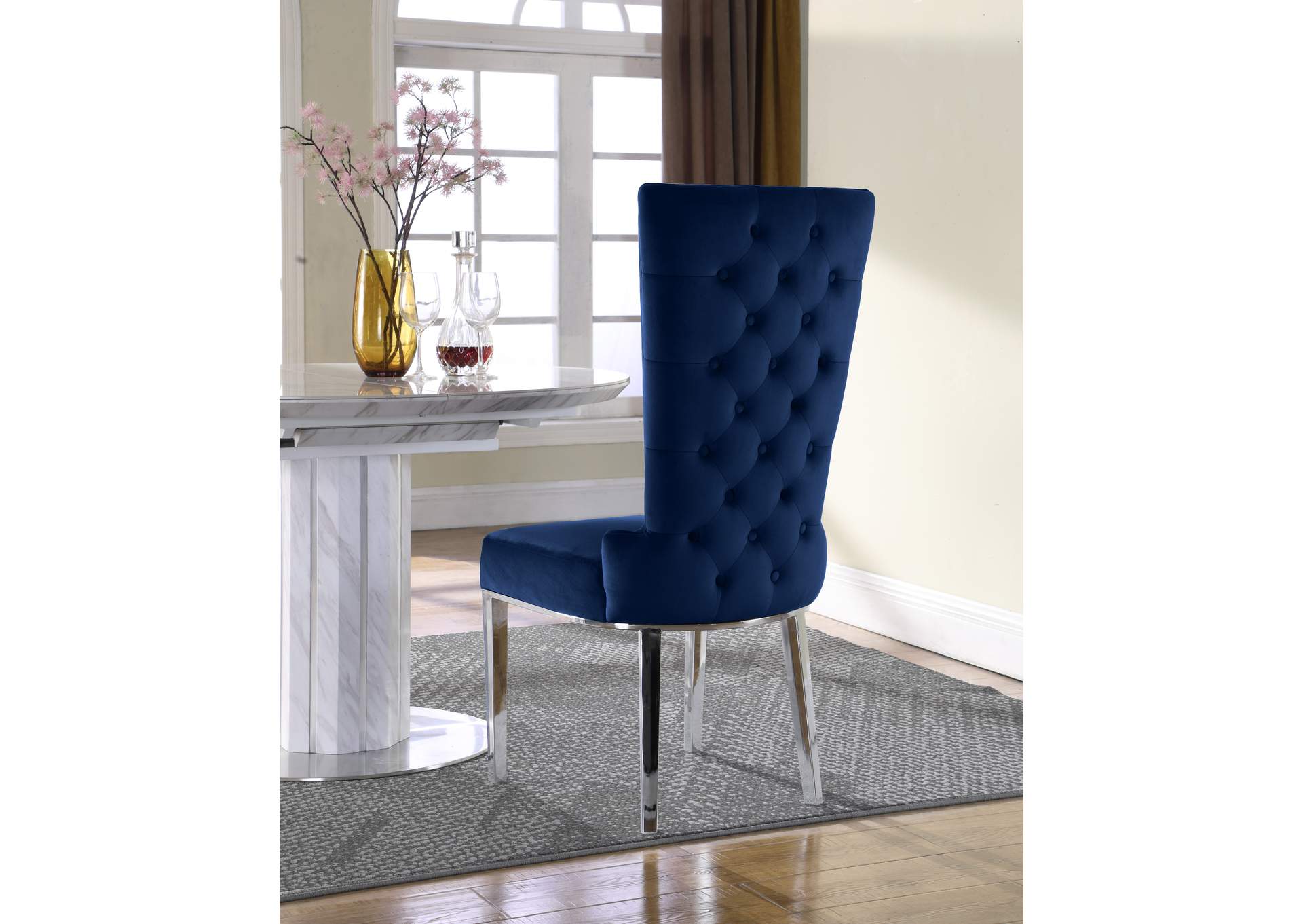 Serafina Navy Velvet Dining Chair Set of 2,Meridian Furniture