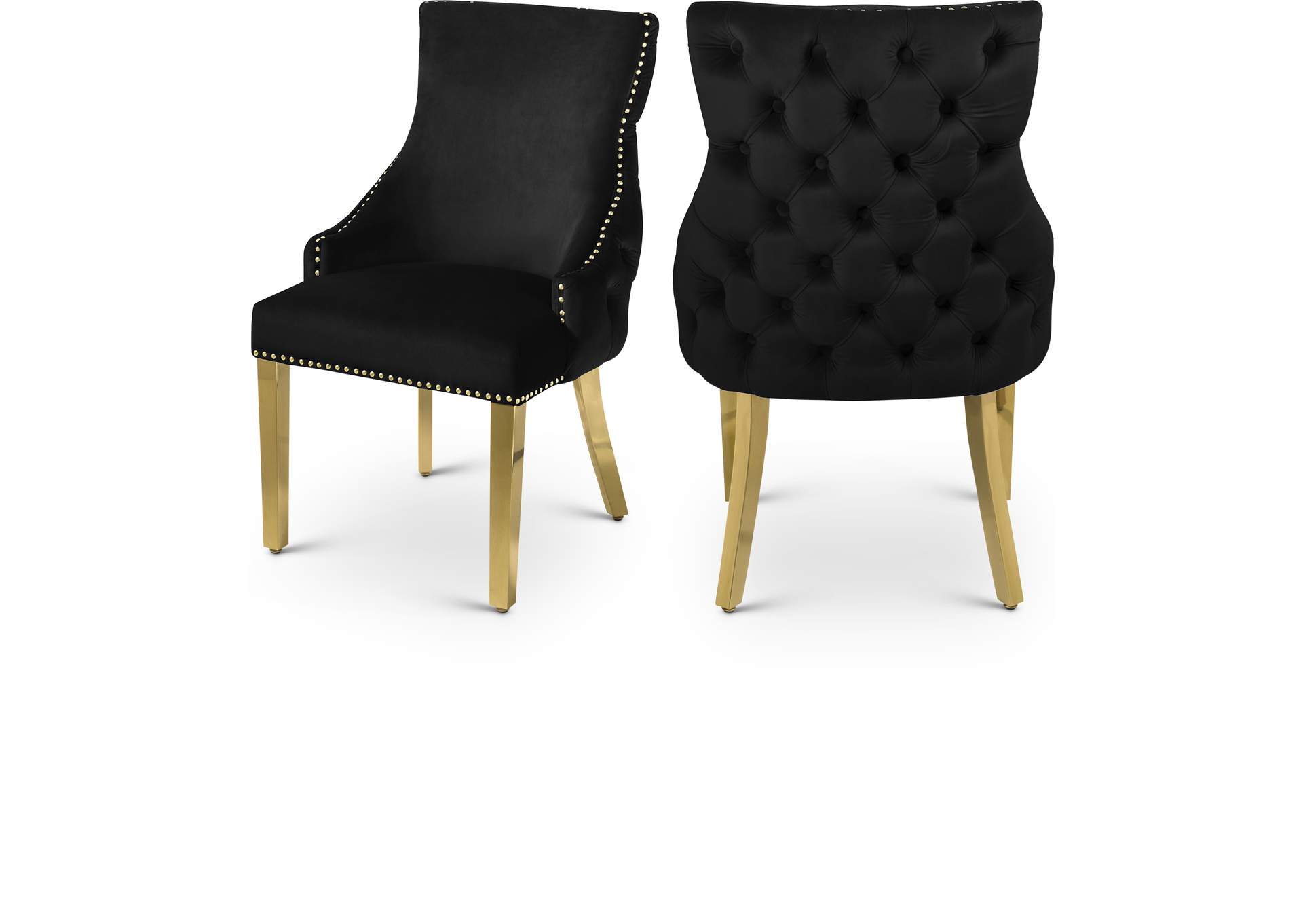 Tuft Black Velvet Dining Chair Set of 2,Meridian Furniture