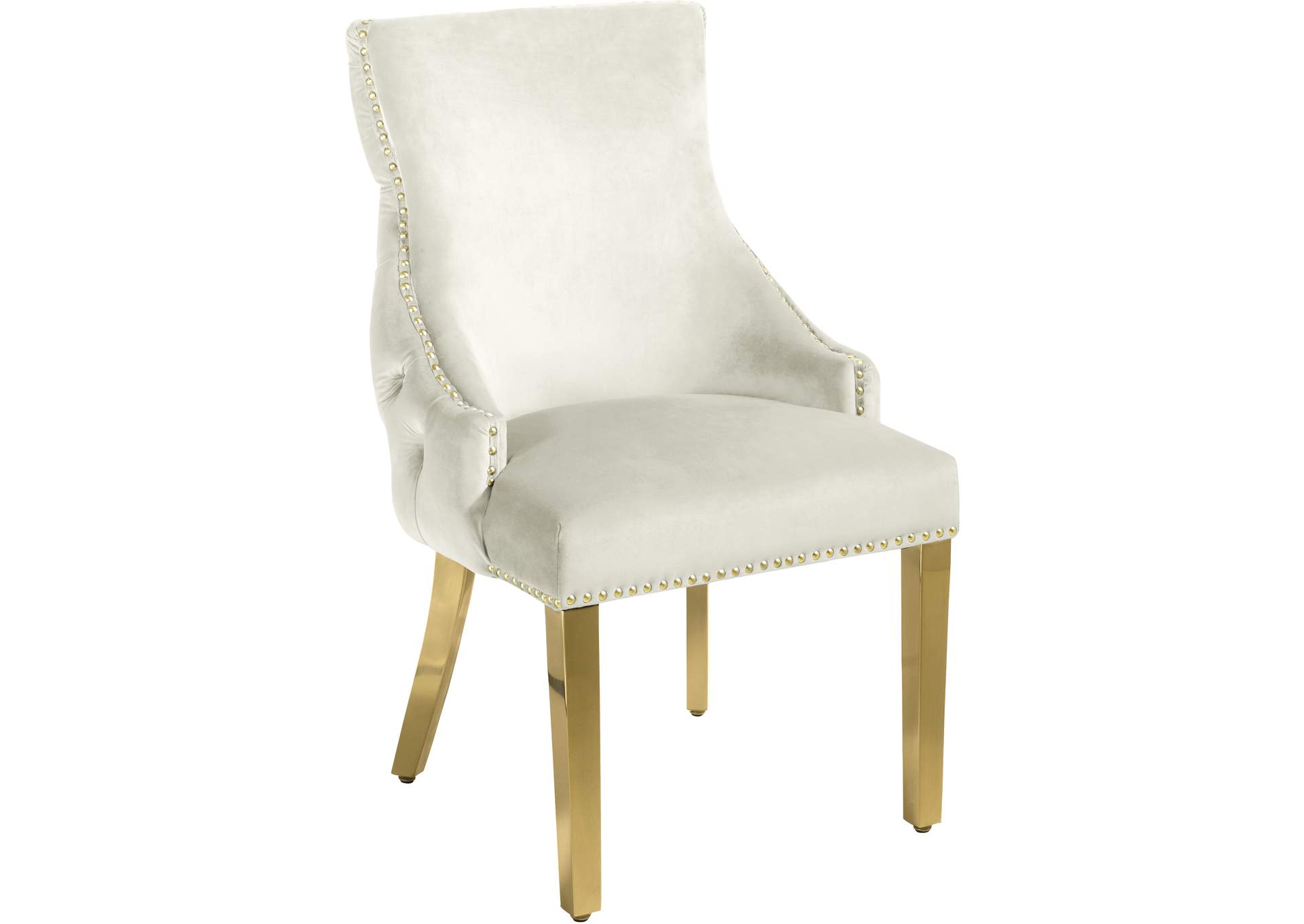 Tuft Cream Velvet Dining Chair Set of 2,Meridian Furniture