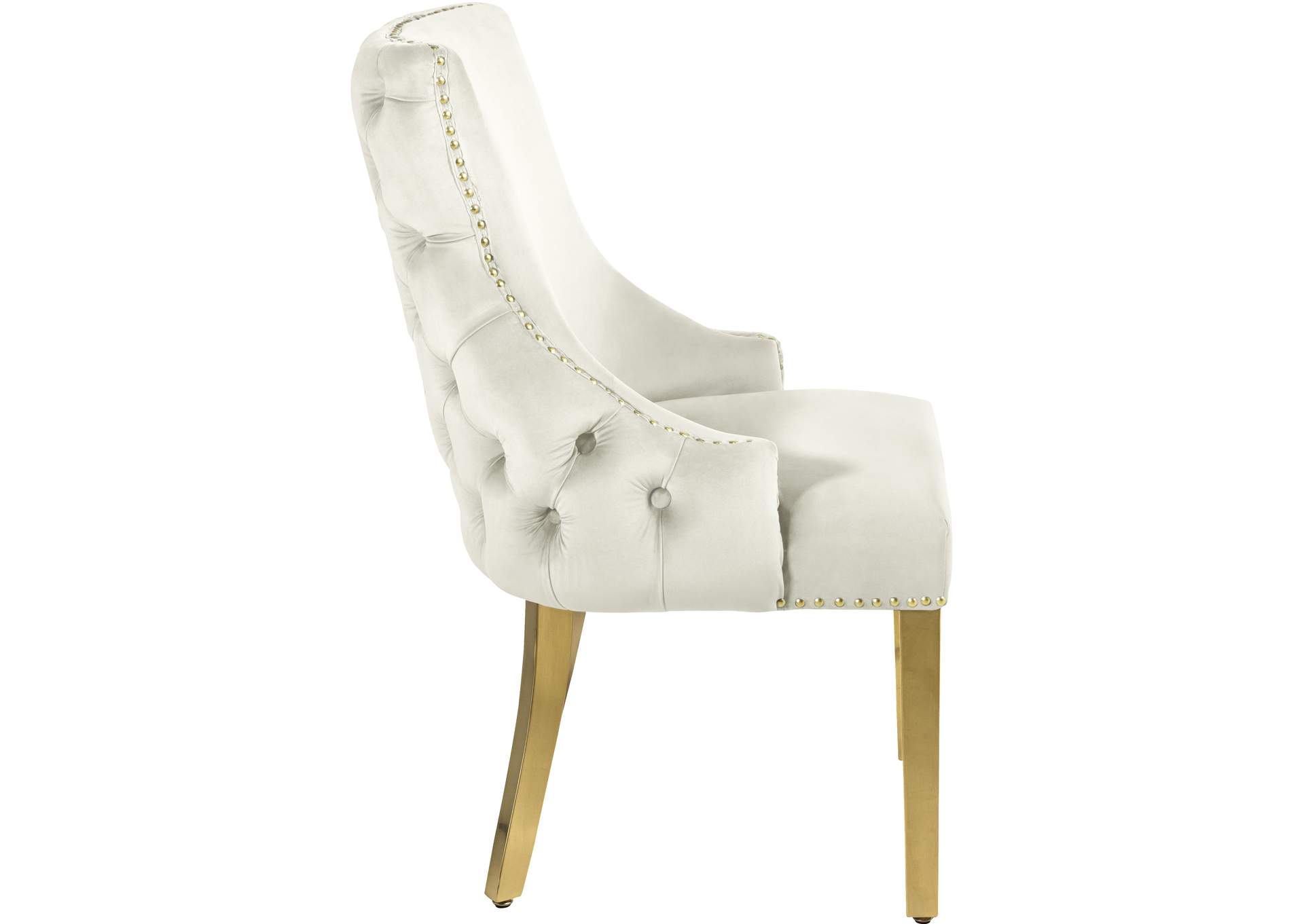 Tuft Cream Velvet Dining Chair Set of 2,Meridian Furniture