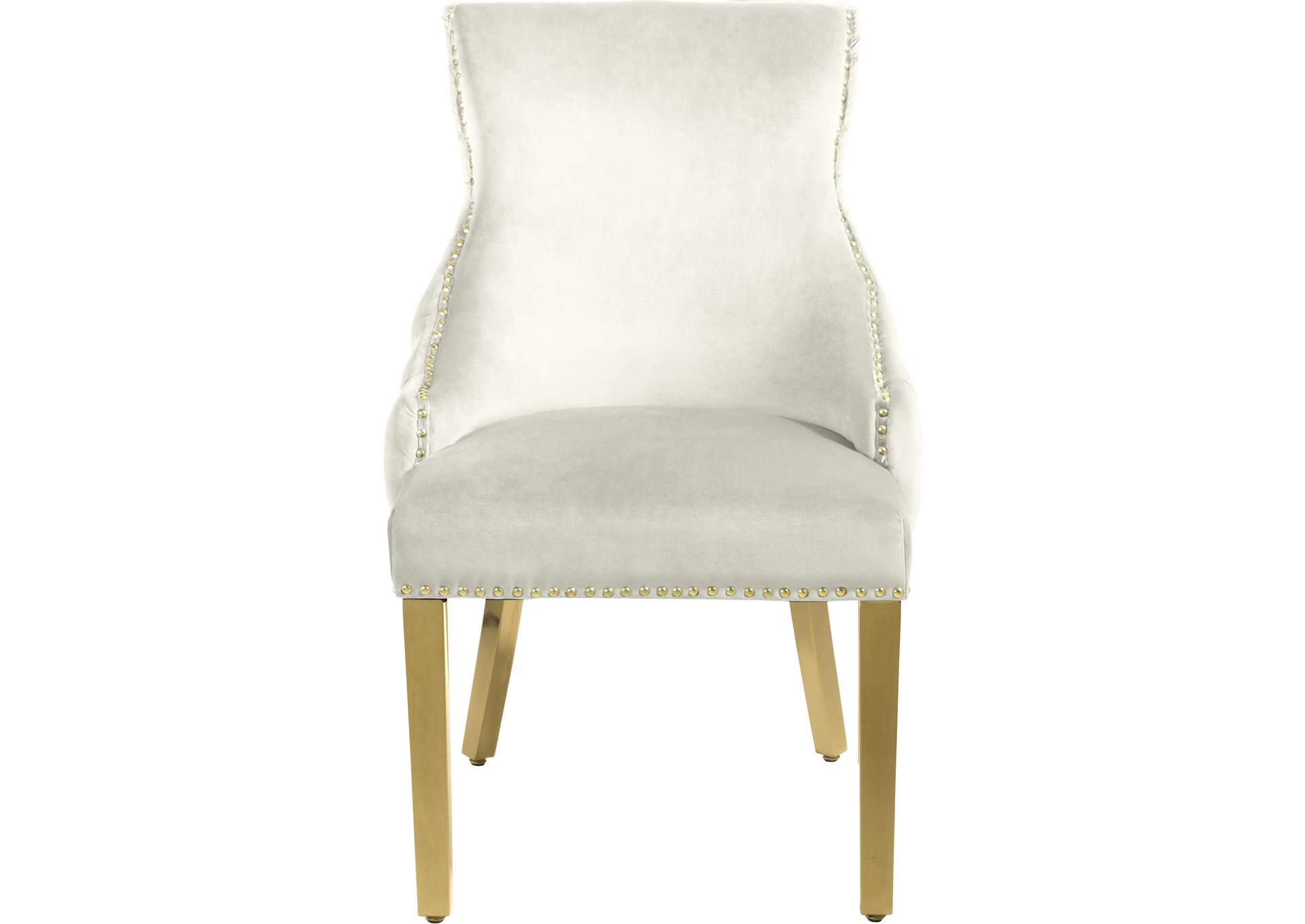 Tuft Cream Velvet Dining Chair Set of 2,Meridian Furniture