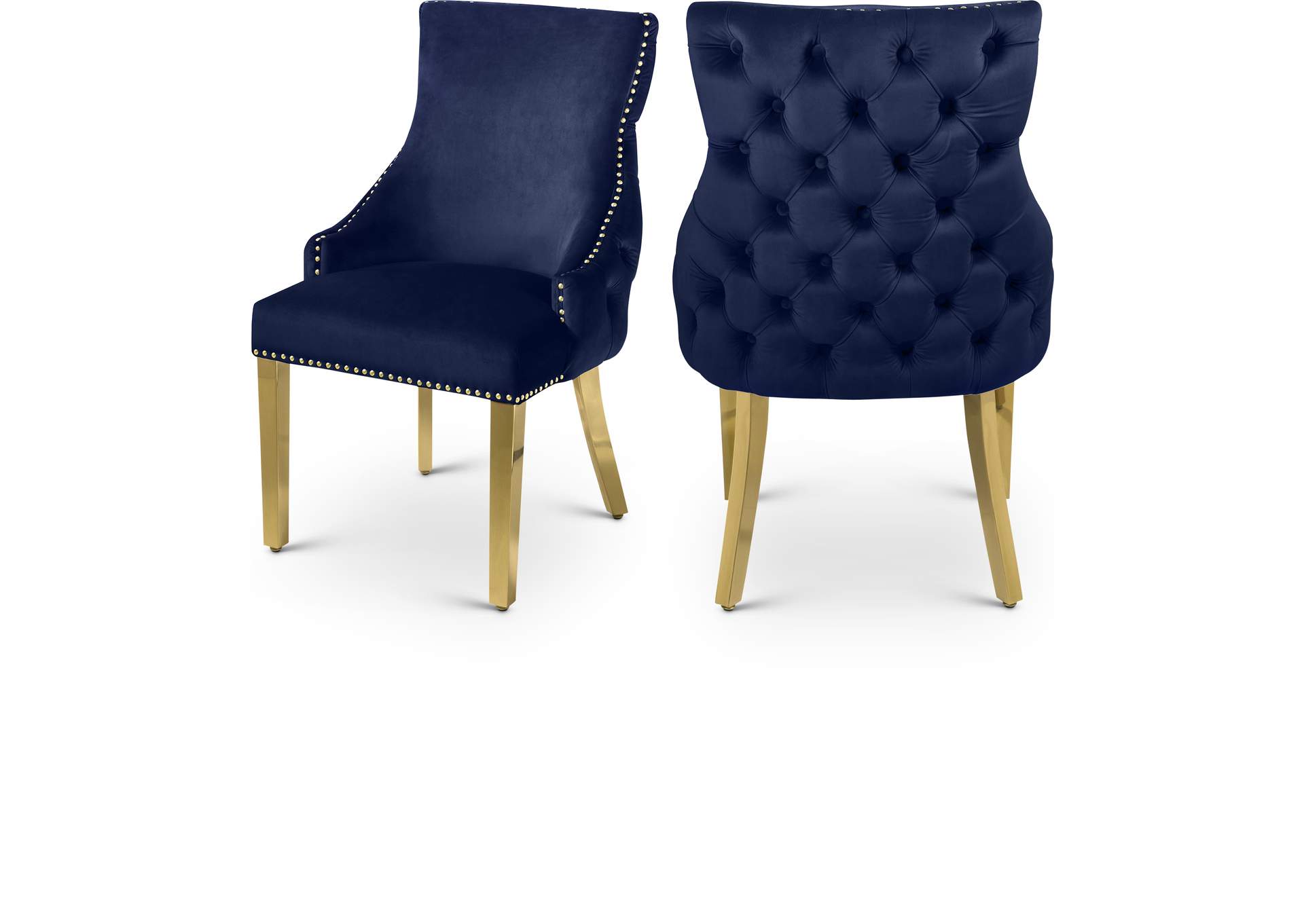 Tuft Navy Velvet Dining Chair Set of 2,Meridian Furniture