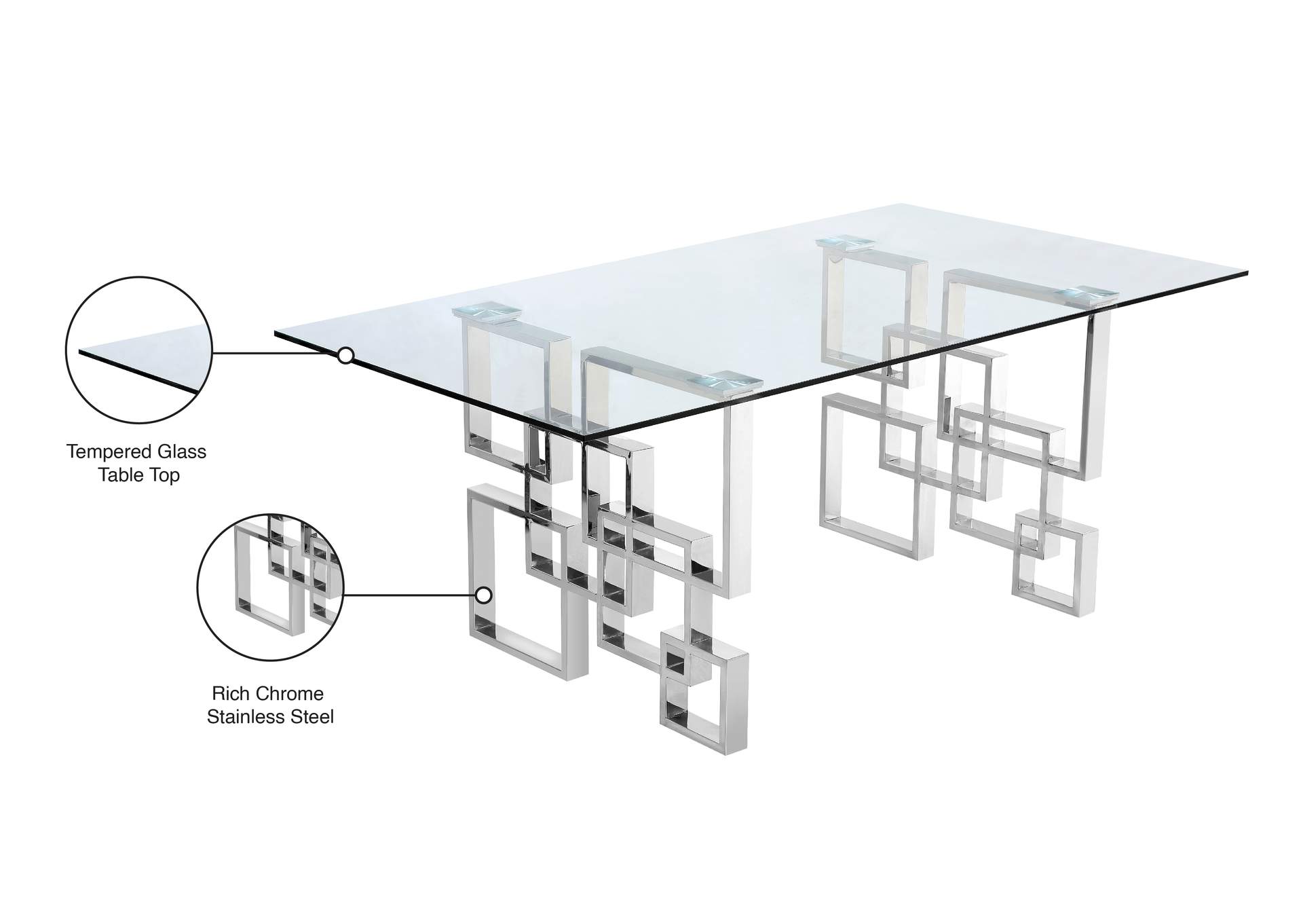 Alexis Chrome Dining Table,Meridian Furniture