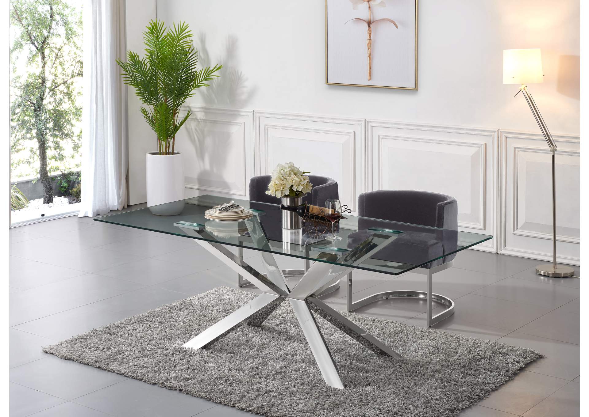 Juno Chrome Dining Table,Meridian Furniture