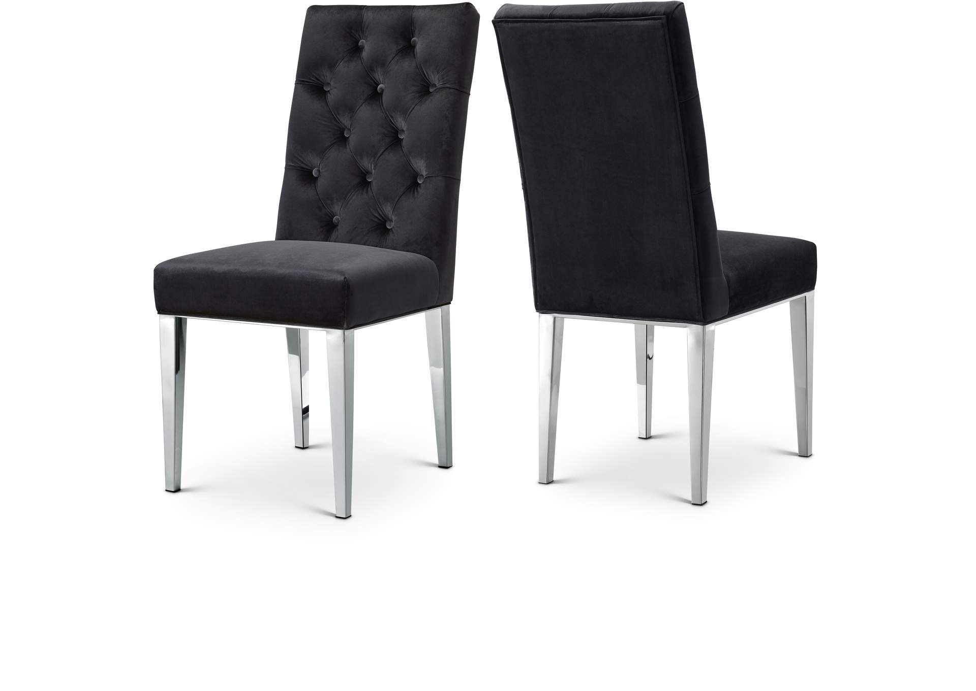 Juno Black Velvet Dining Chair Set of 2,Meridian Furniture