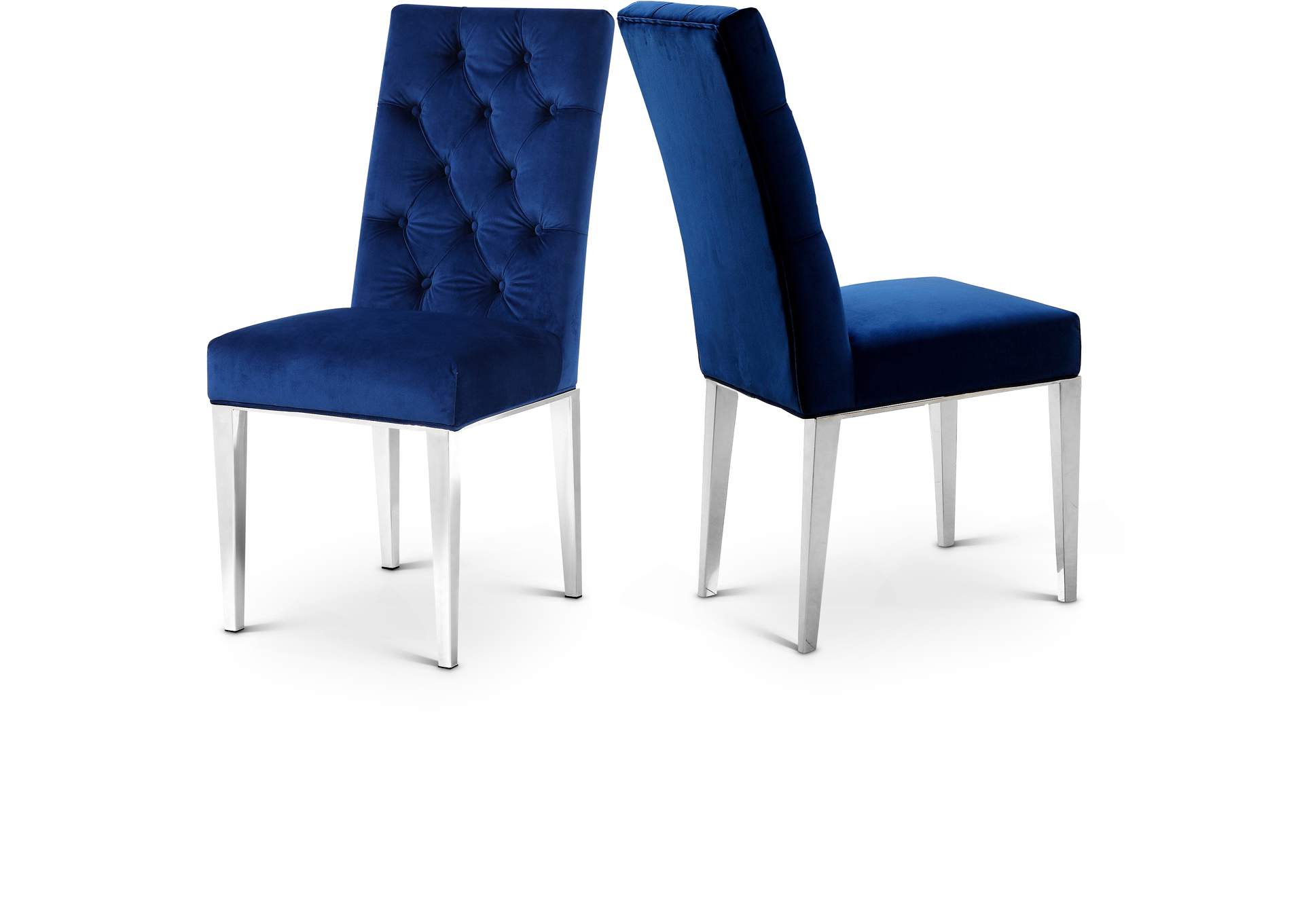 Juno Navy Velvet Dining Chair Set of 2,Meridian Furniture