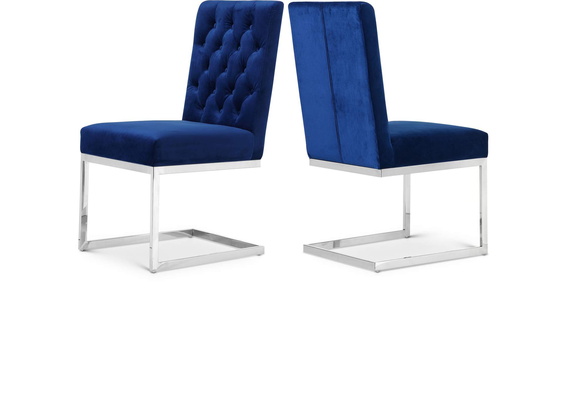 Carlton Navy Velvet Dining Chair Set of 2,Meridian Furniture