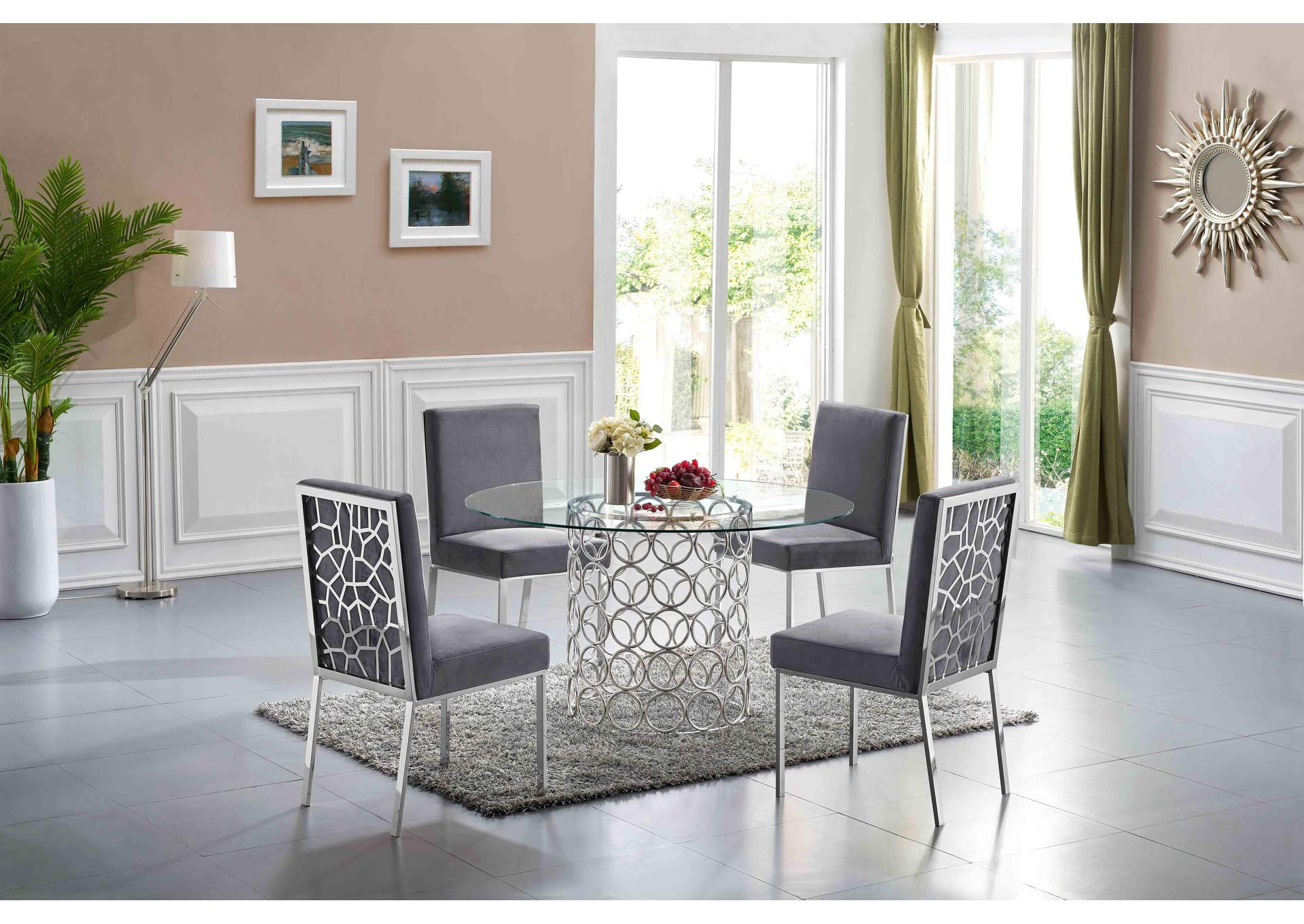 Opal Chrome Dining Table,Meridian Furniture