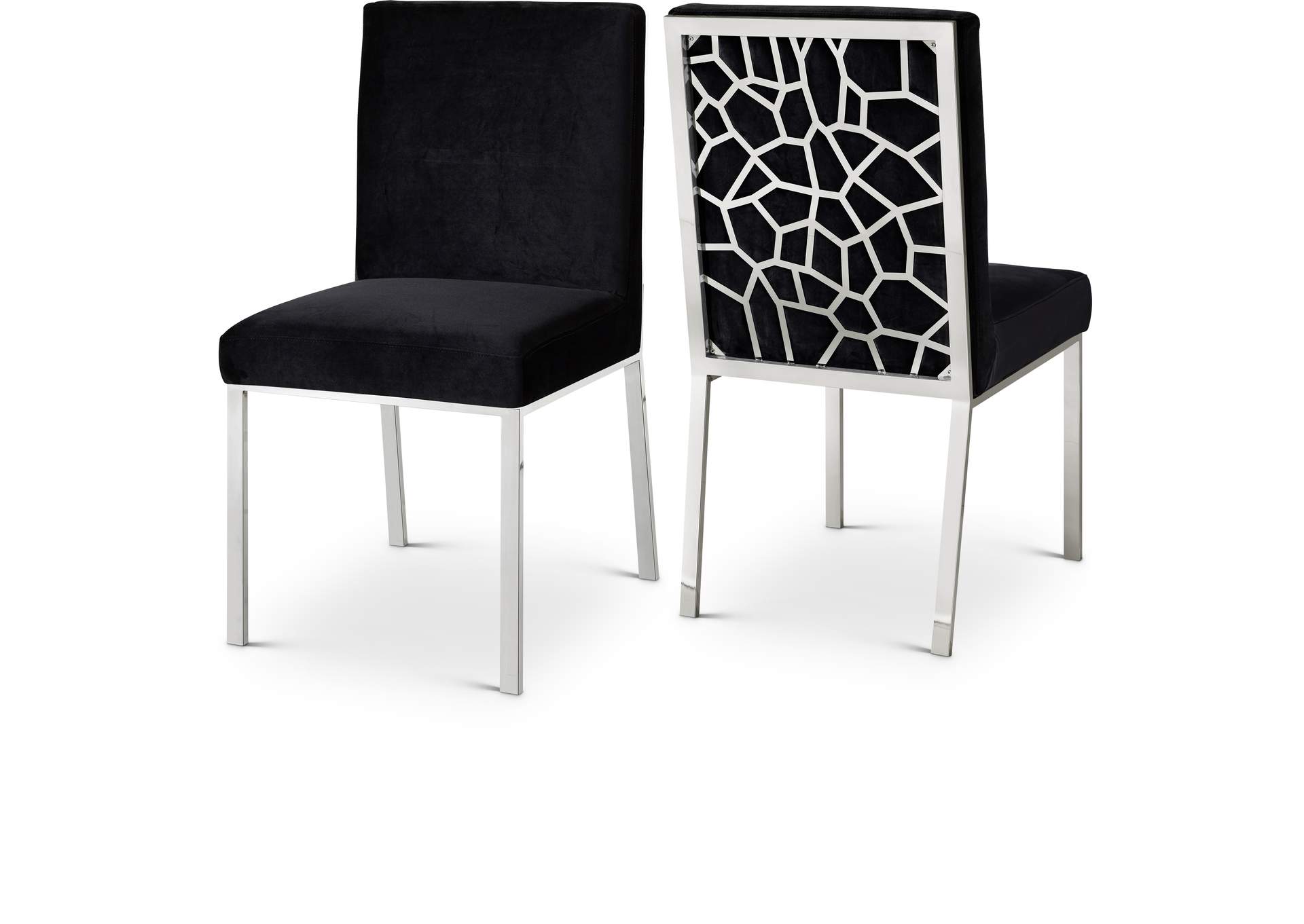 Opal Black Velvet Dining Chair Set of 2,Meridian Furniture