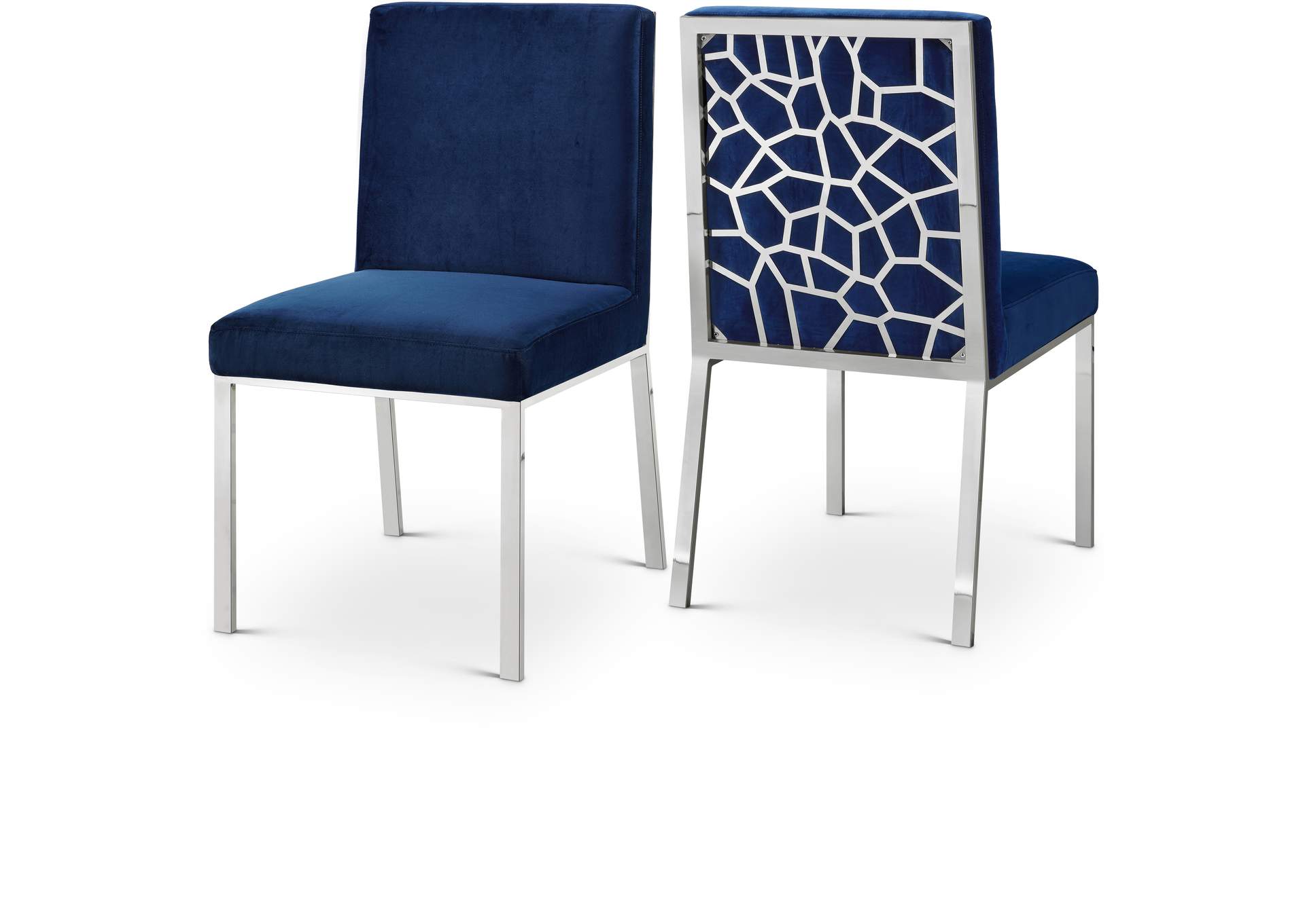 Opal Navy Velvet Dining Chair Set of 2,Meridian Furniture