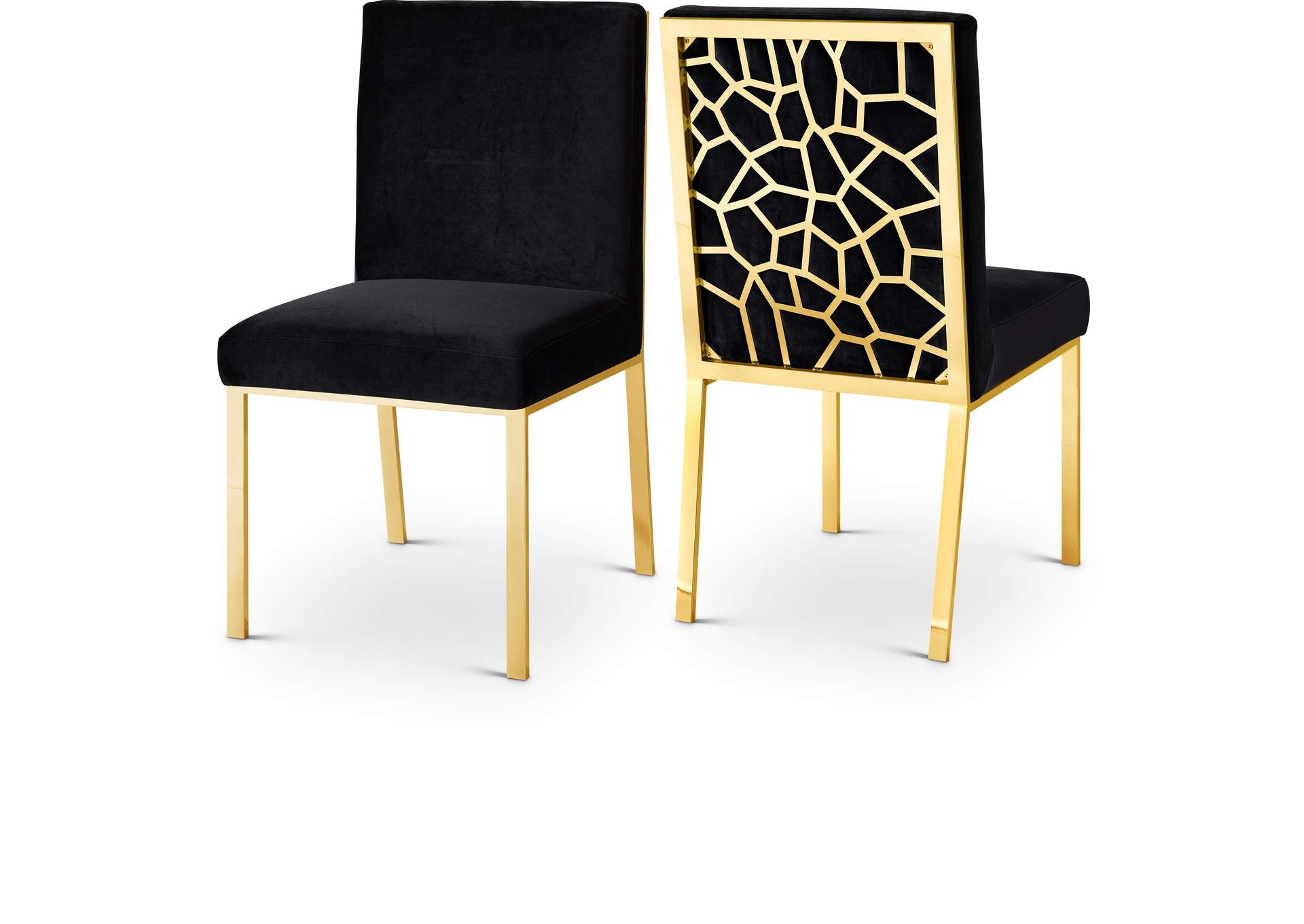 Opal Black Velvet Dining Chair Set of 2,Meridian Furniture