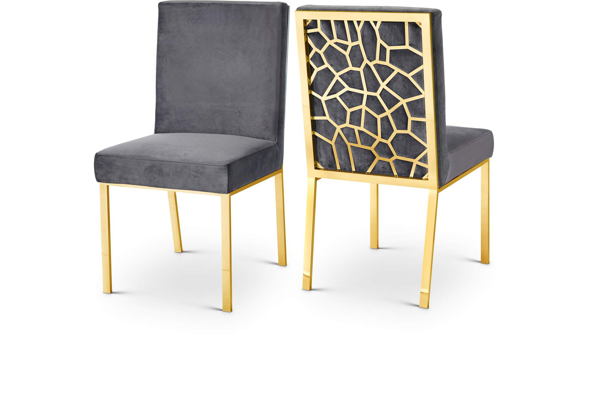 Opal Grey Velvet Dining Chair Set of 2,Meridian Furniture