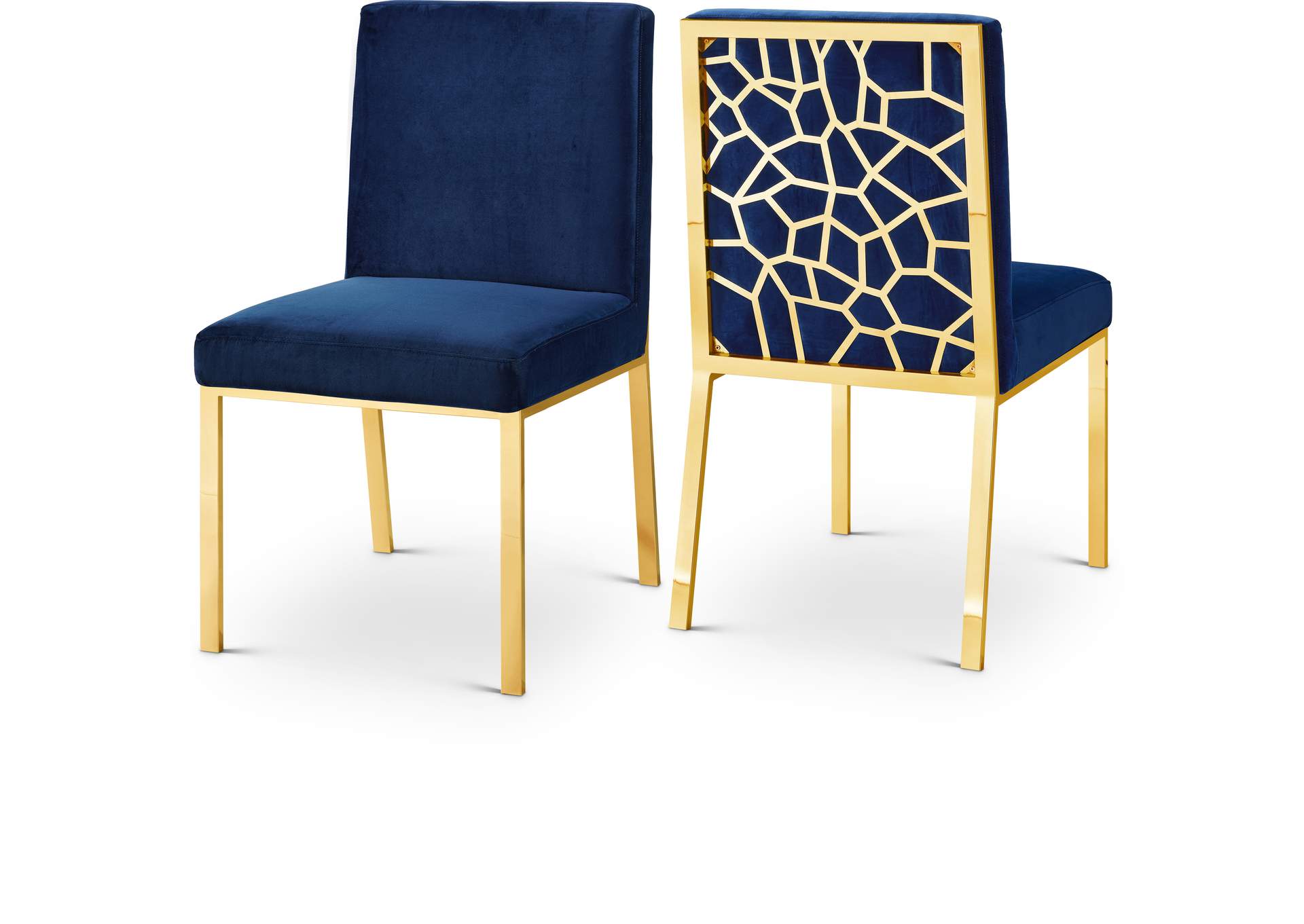 Opal Navy Velvet Dining Chair Set of 2,Meridian Furniture