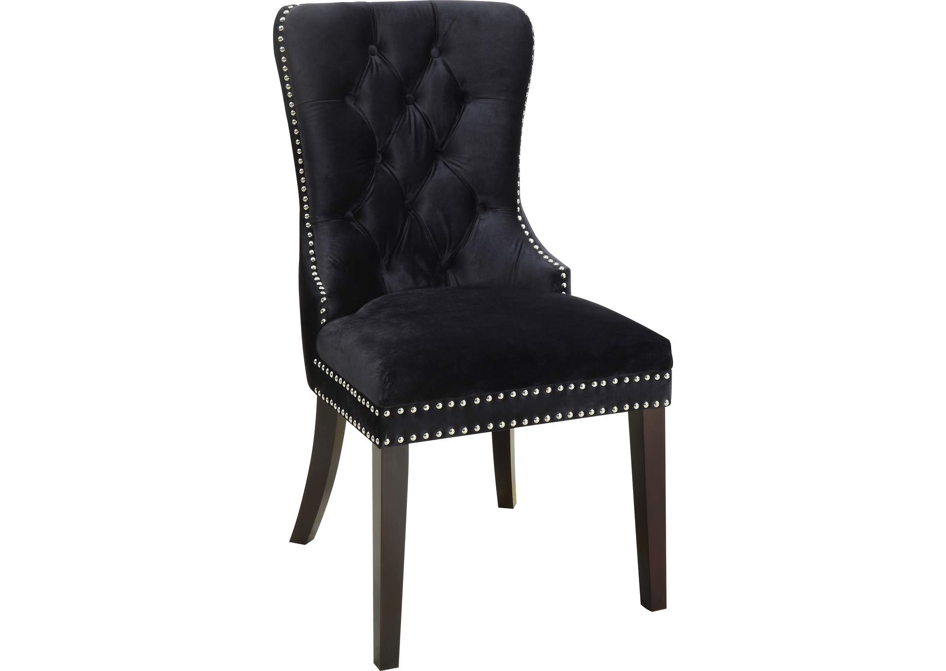 Nikki Black Velvet Dining Chair Set of 2,Meridian Furniture