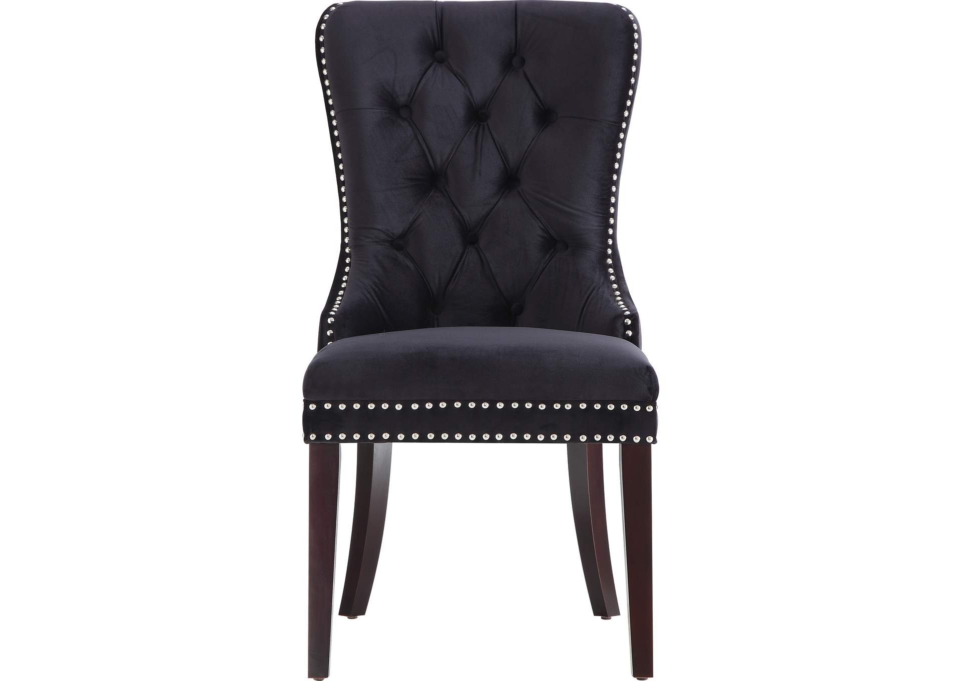 Nikki Black Velvet Dining Chair Set of 2,Meridian Furniture