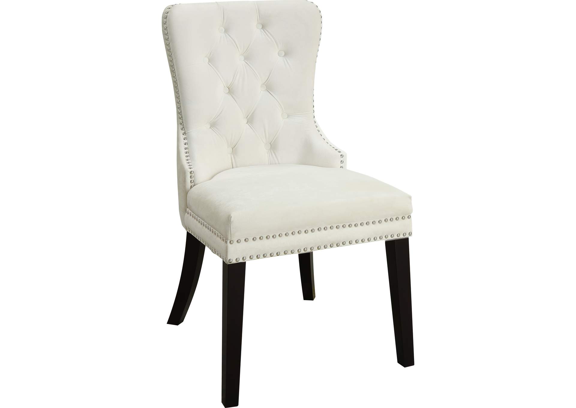 Nikki Cream Velvet Dining Chair Set of 2,Meridian Furniture