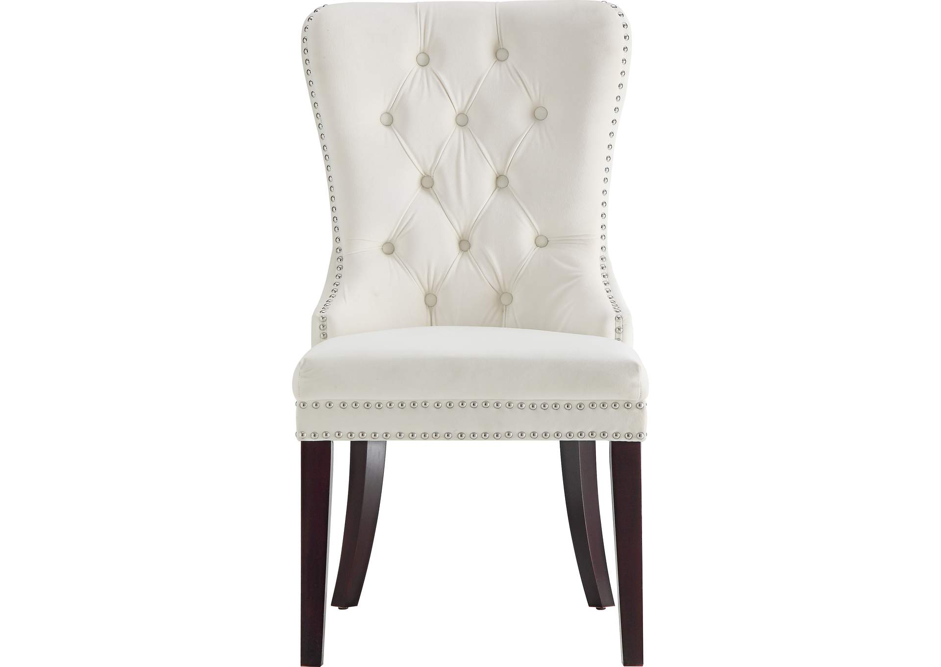 Nikki Cream Velvet Dining Chair Set of 2,Meridian Furniture