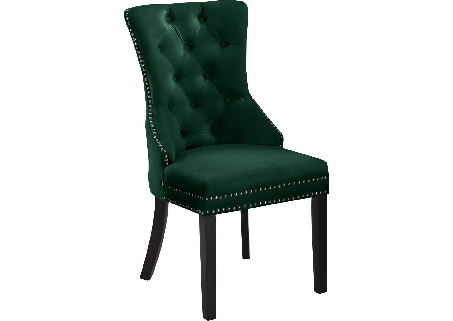 Nikki Green Velvet Dining Chair Set of 2,Meridian Furniture