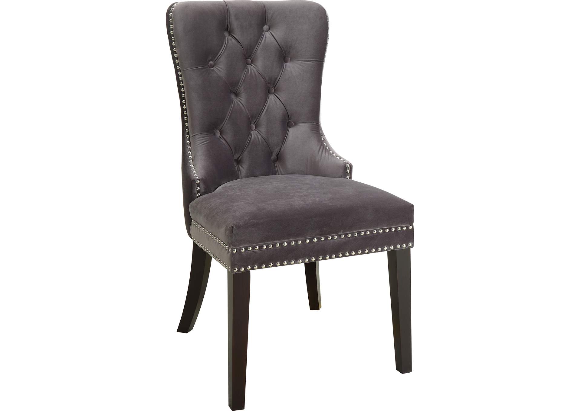 Nikki Grey Velvet Dining Chair Set of 2,Meridian Furniture