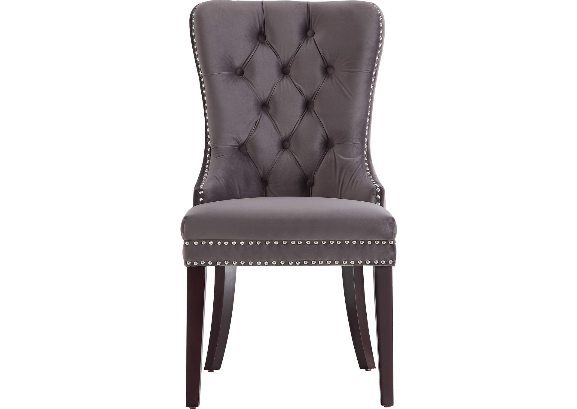 Nikki Grey Velvet Dining Chair Set of 2,Meridian Furniture