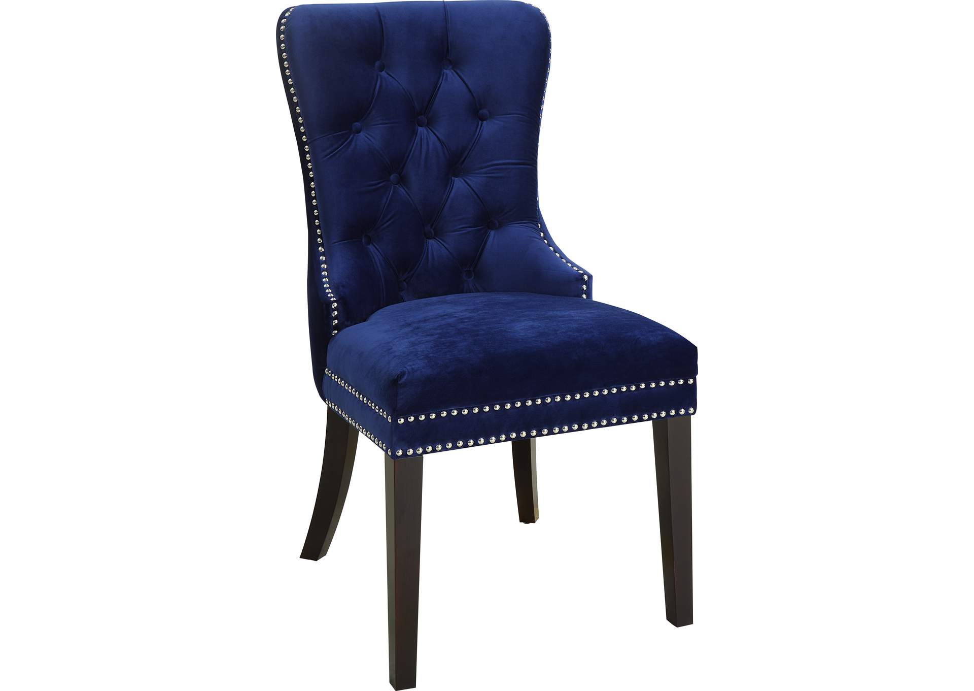 Nikki Navy Velvet Dining Chair Set of 2,Meridian Furniture