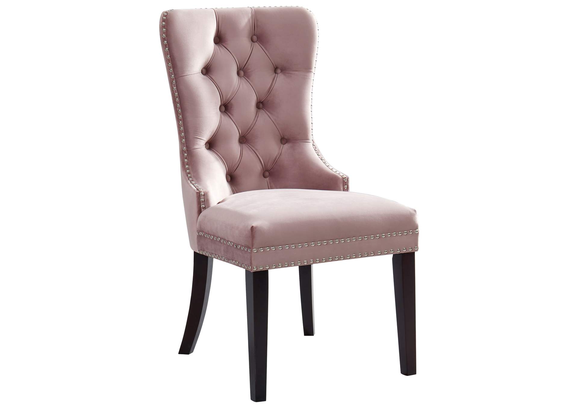 Nikki Pink Velvet Dining Chair Set of 2,Meridian Furniture