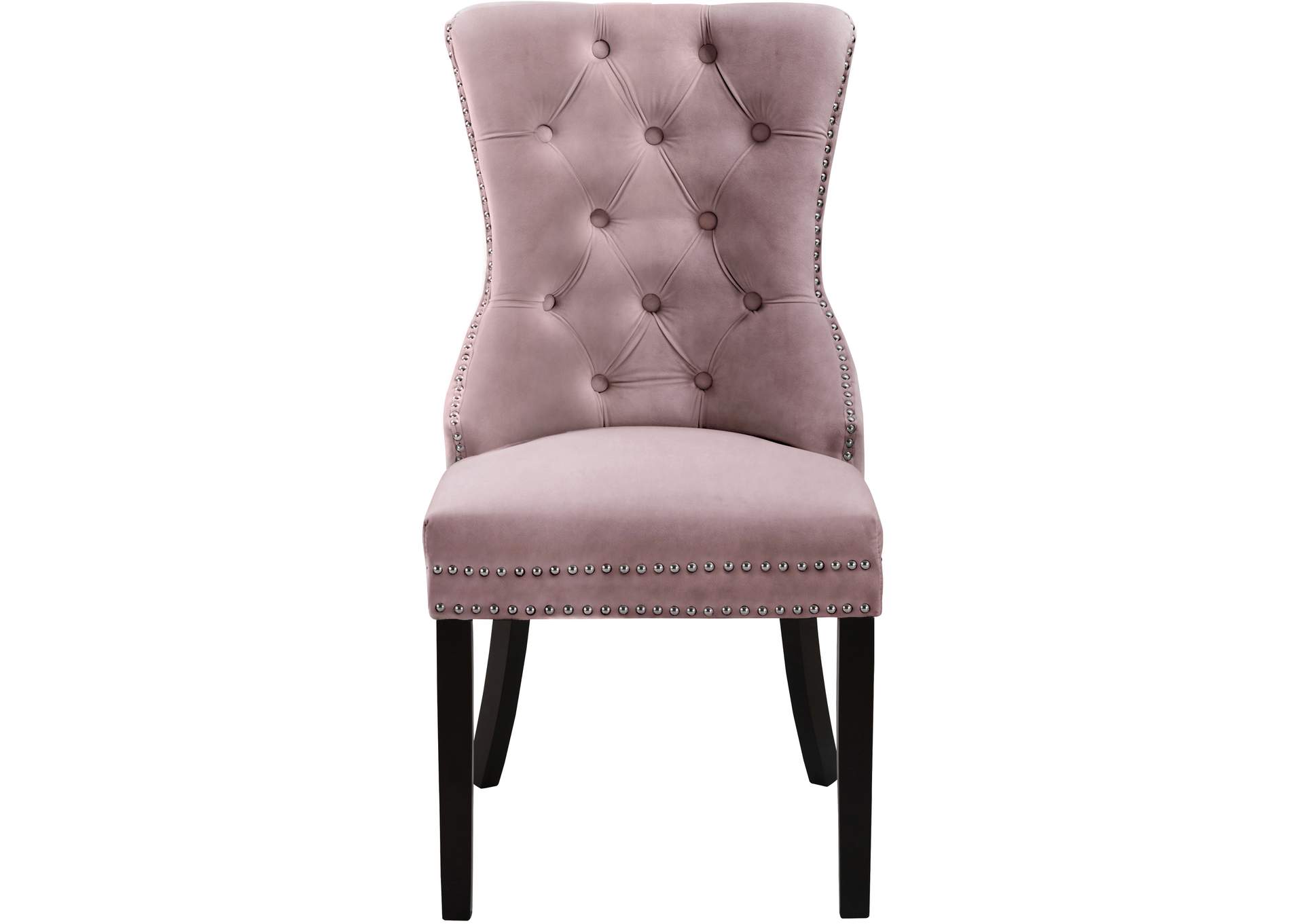 Nikki Pink Velvet Dining Chair Set of 2,Meridian Furniture