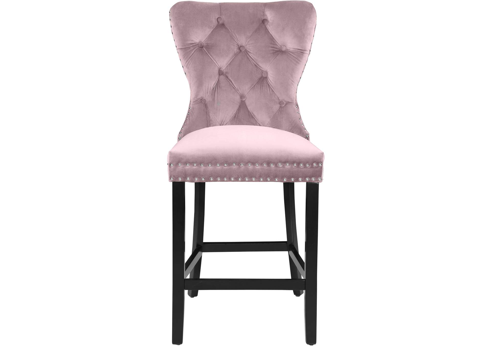 Nikki Pink Velvet Stool Set of 2,Meridian Furniture