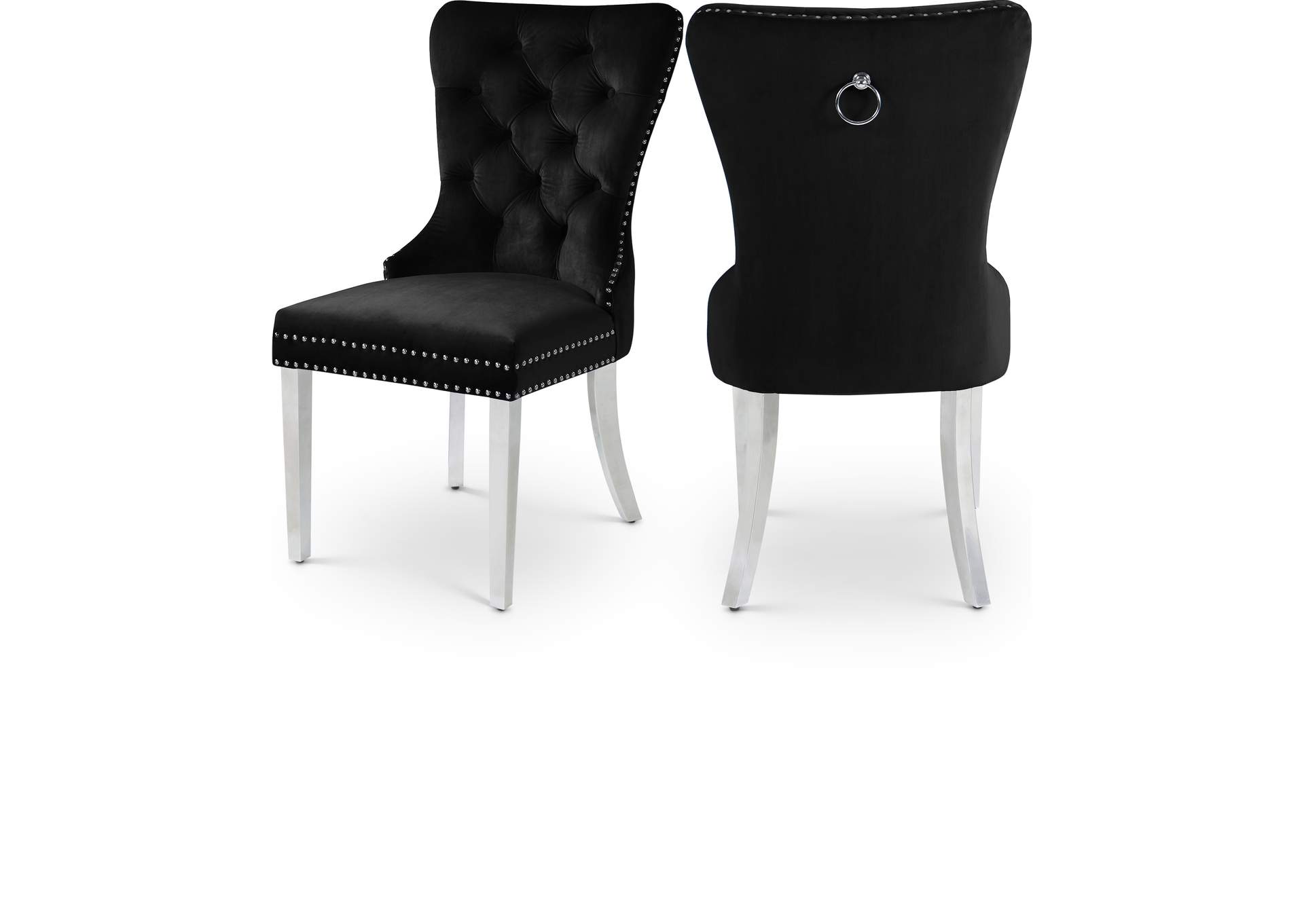 Carmen Black Velvet Dining Chair Set of 2