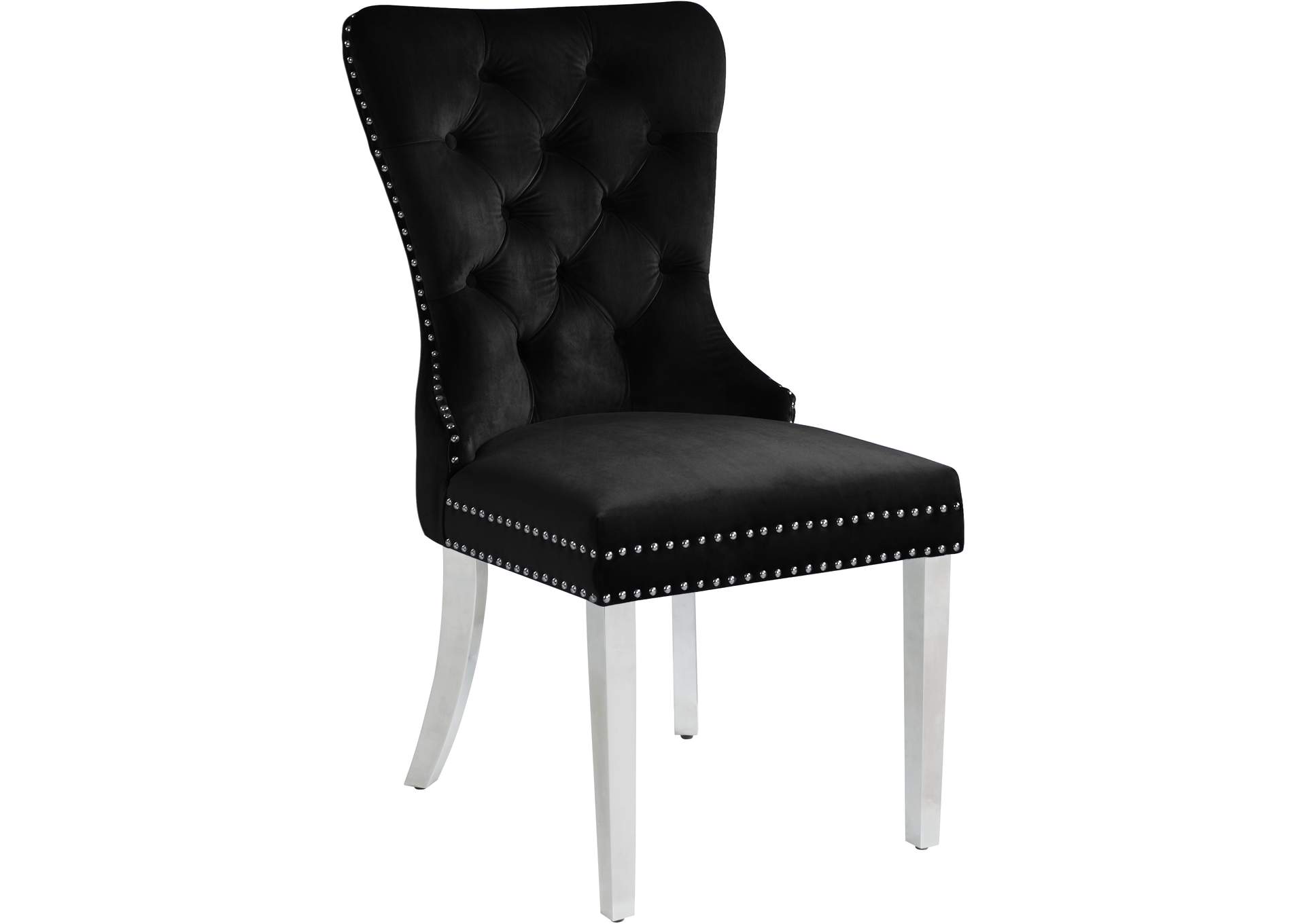 Carmen Black Velvet Dining Chair Set of 2,Meridian Furniture