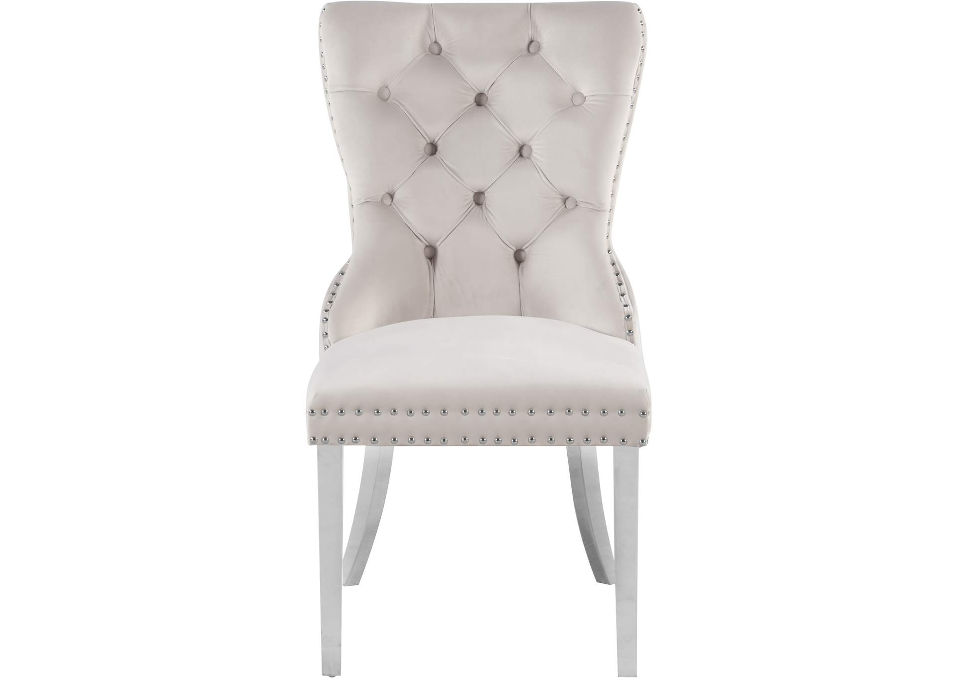 Carmen Cream Velvet Dining Chair Set of 2,Meridian Furniture