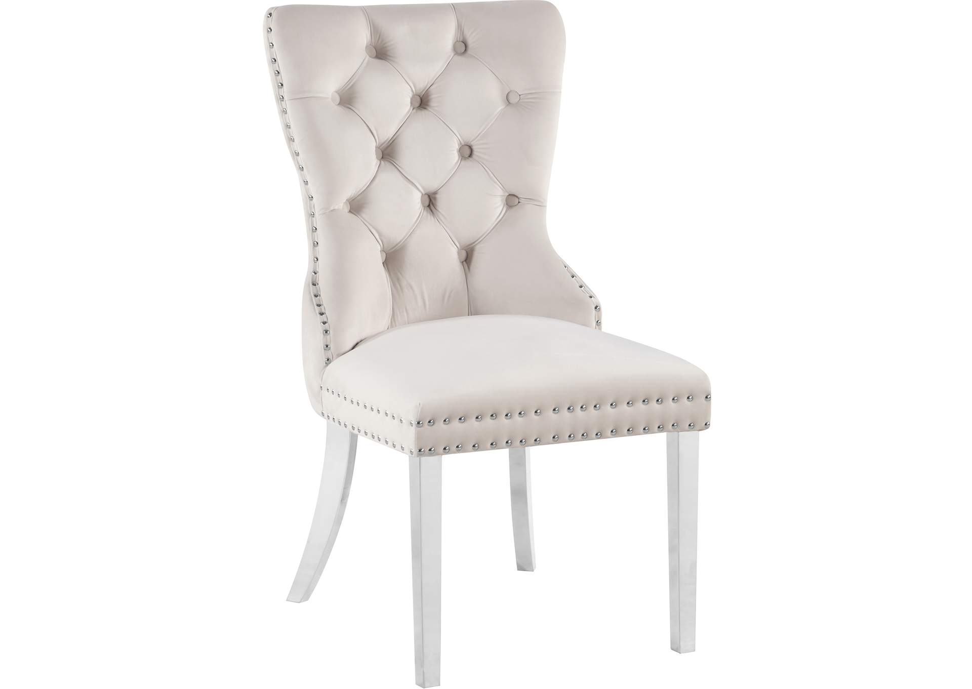 Carmen Cream Velvet Dining Chair Set of 2,Meridian Furniture