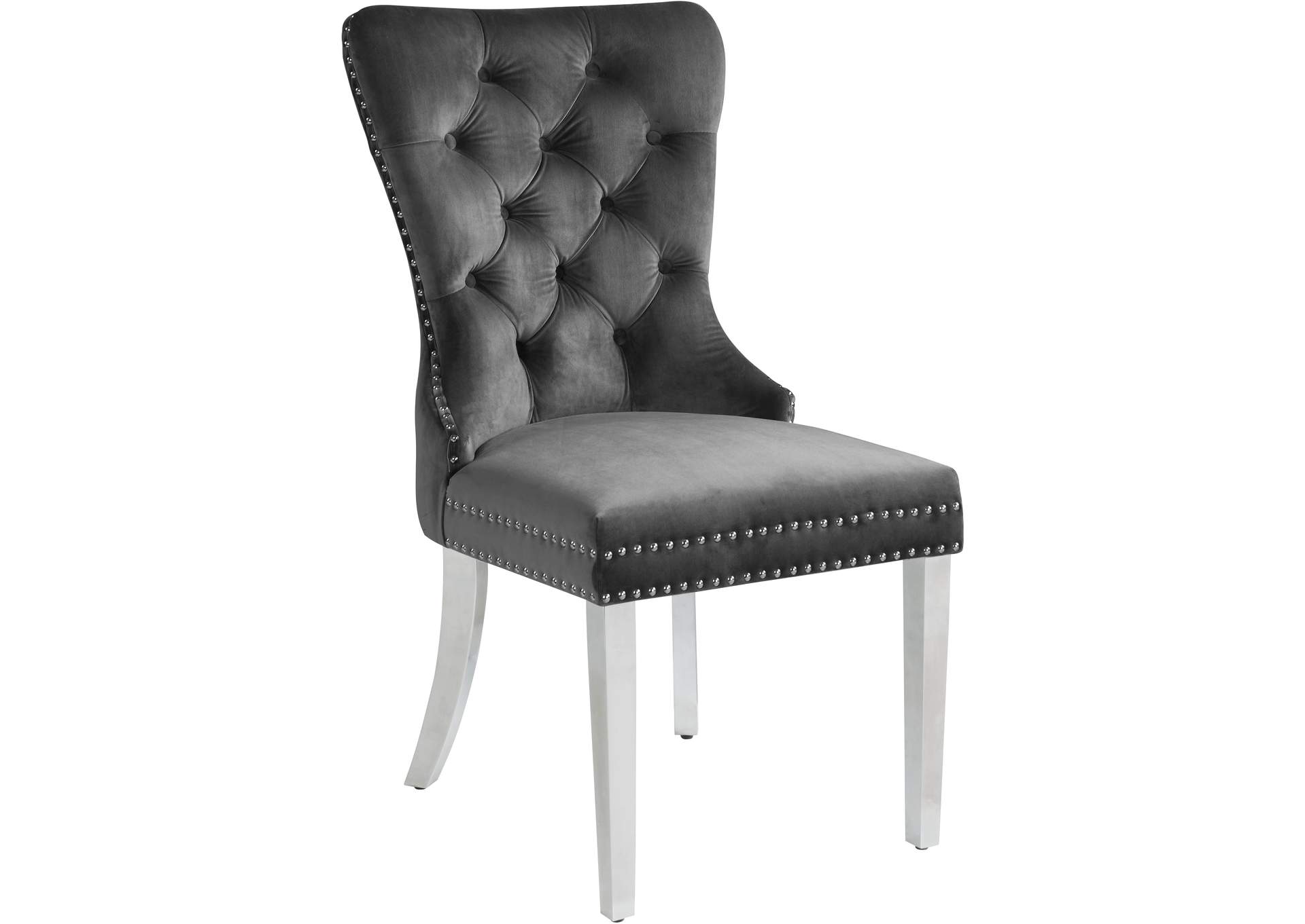 Carmen Grey Velvet Dining Chair Set of 2,Meridian Furniture