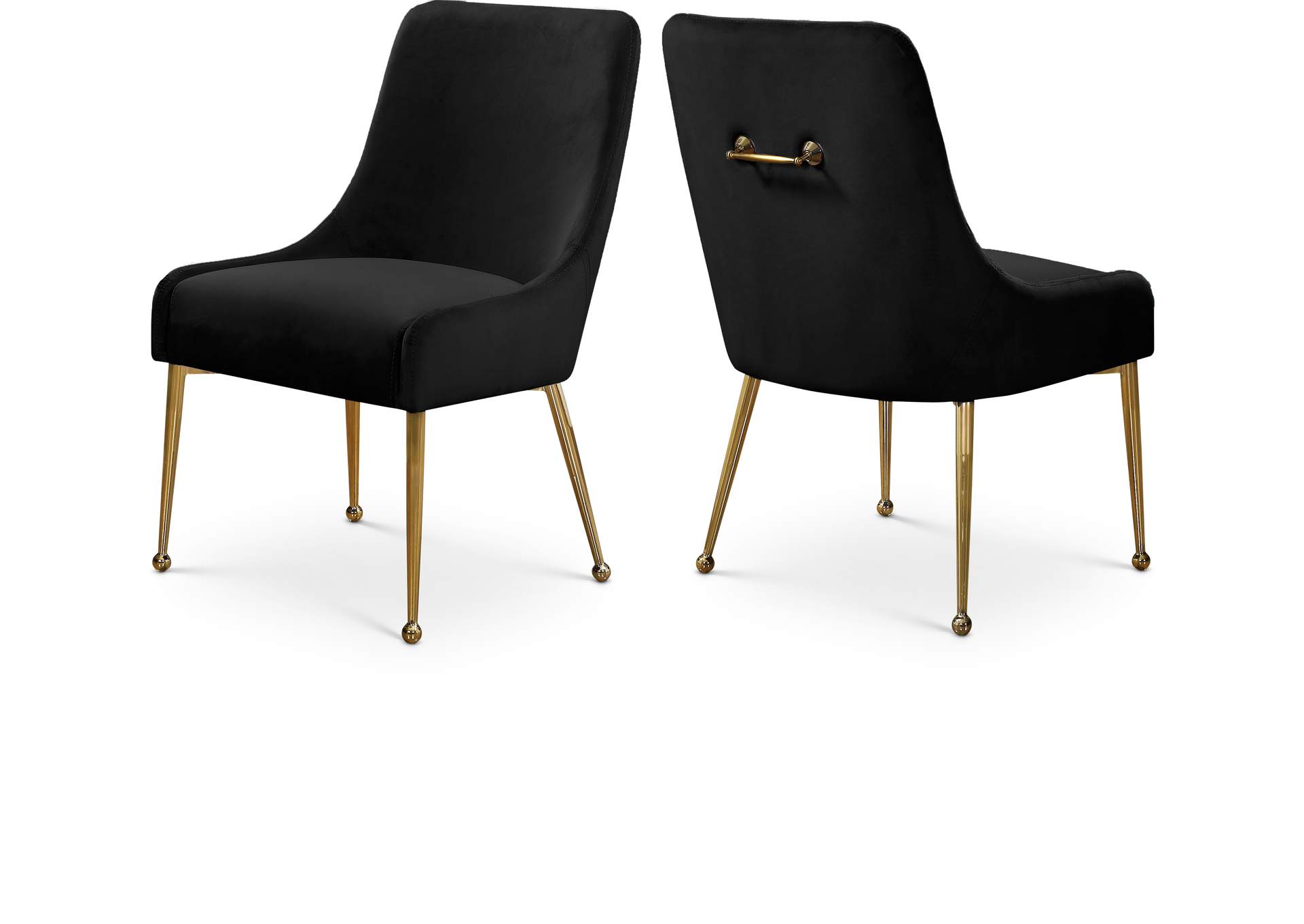 Owen Black Velvet Dining Chair Set of 2,Meridian Furniture