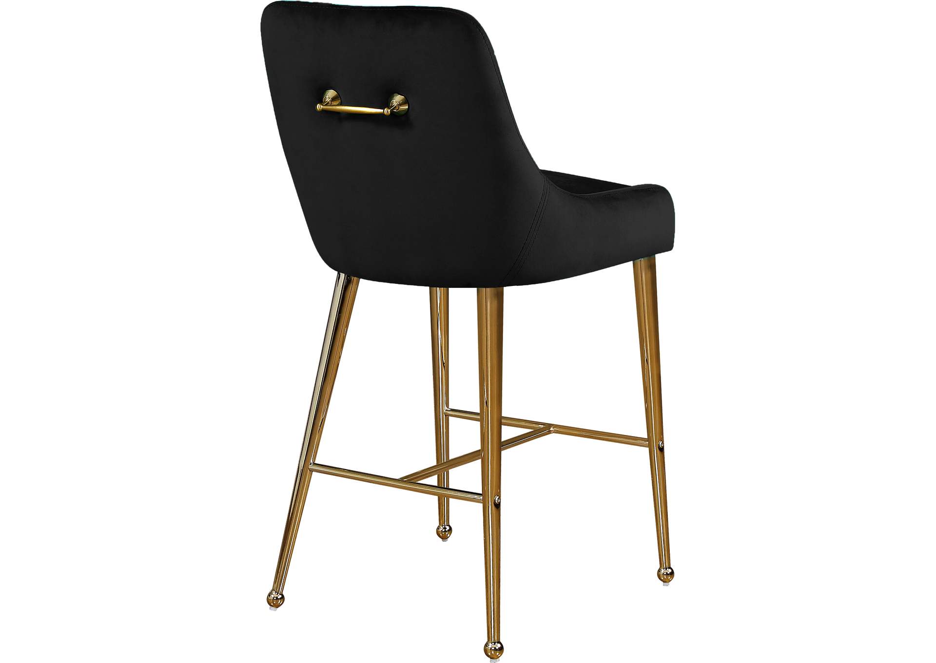 Owen Black Velvet Stool Set of 2,Meridian Furniture