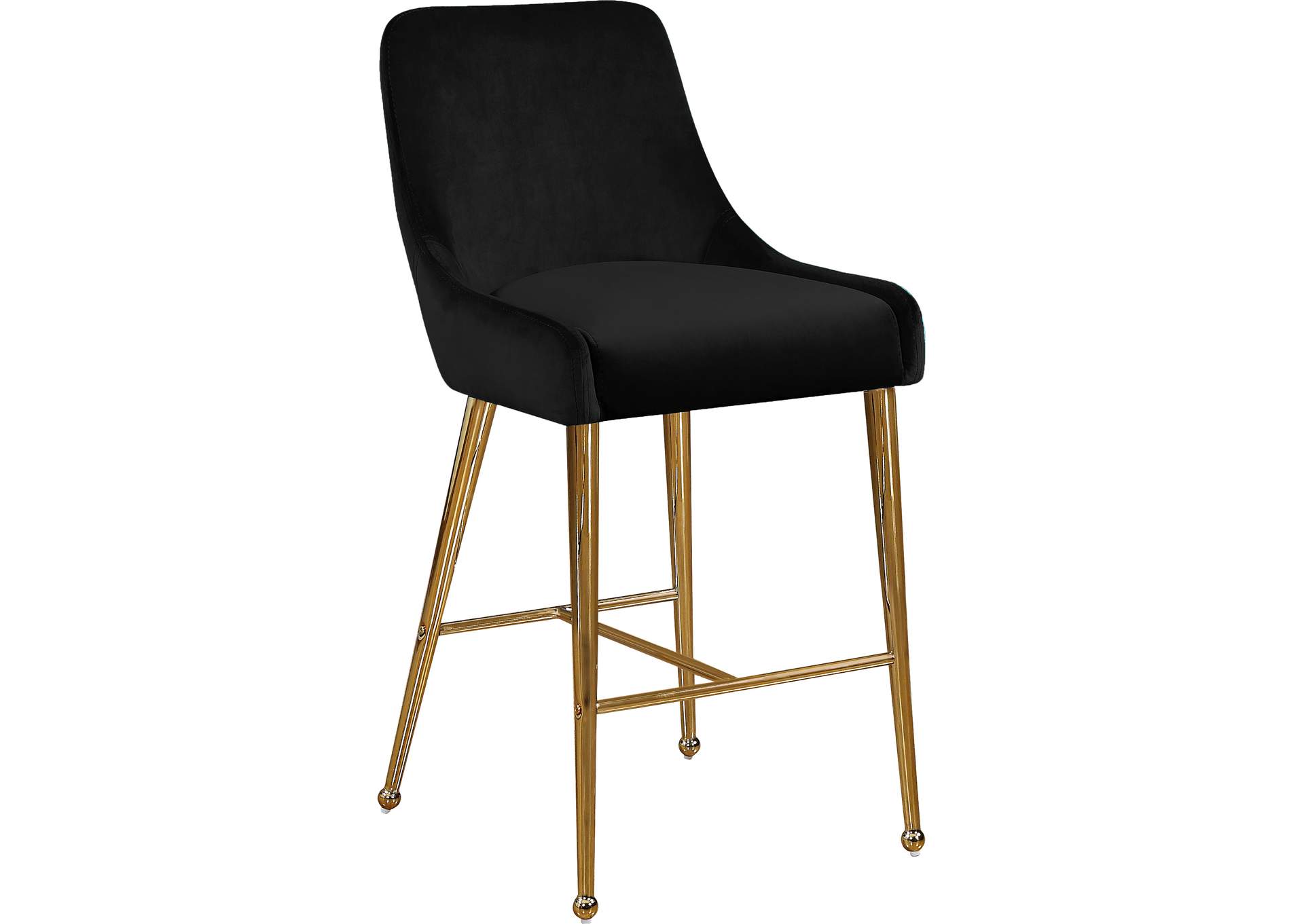 Owen Black Velvet Stool Set of 2,Meridian Furniture